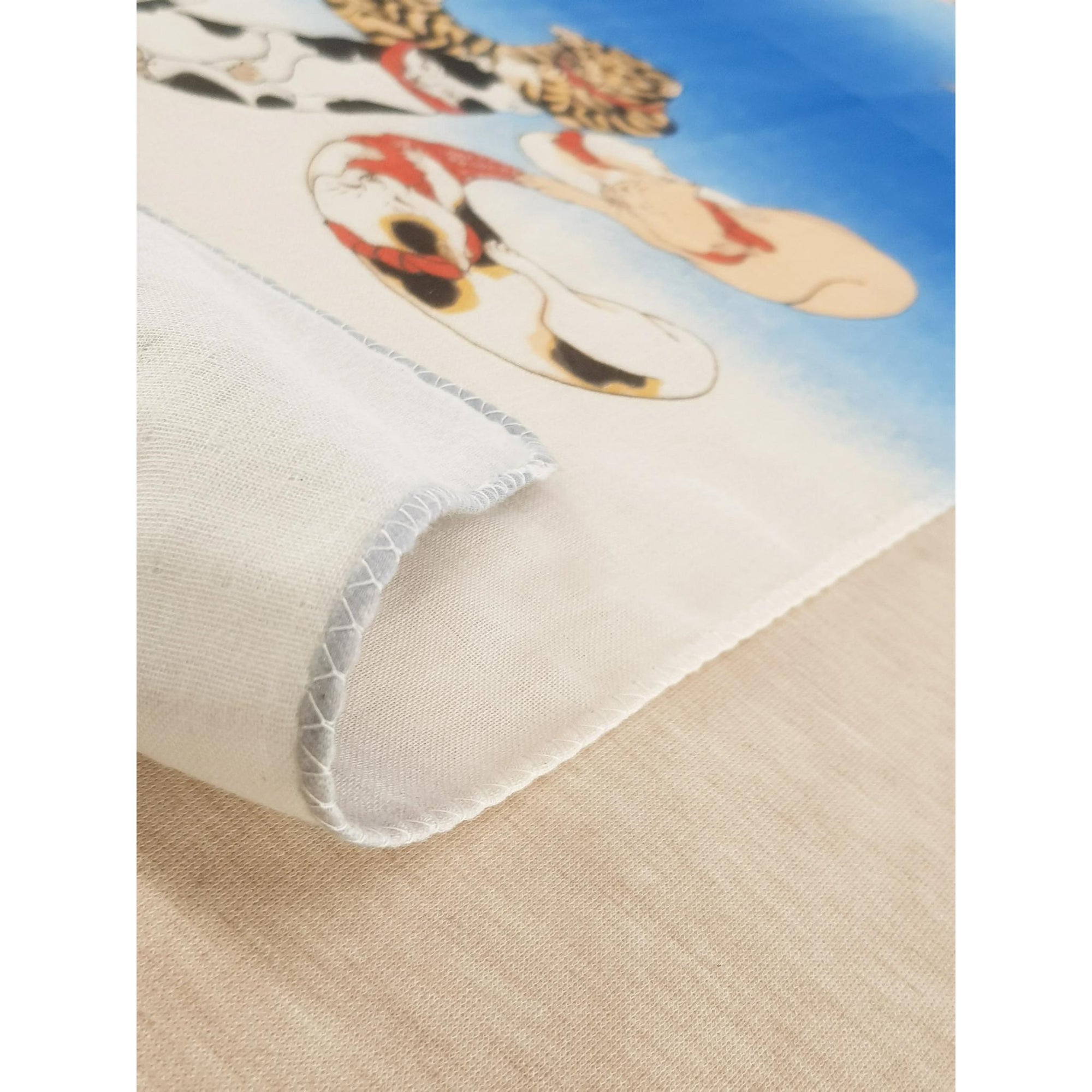 Tenugui serviette japonaise 100% coton imprimé avec reproduction d'estampe Chat Hiragana de l'artiste japonais Utagawa Kuniyoshi, bandeau
