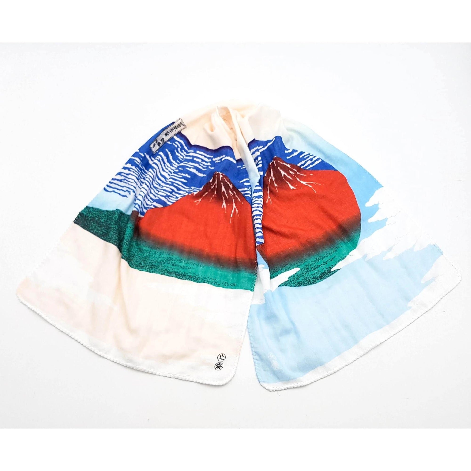 Tenugui serviette japonaise 100% coton imprimé avec reproduction d'estampes Mont Fuji de l'artiste japonais Katsushika Hokusai