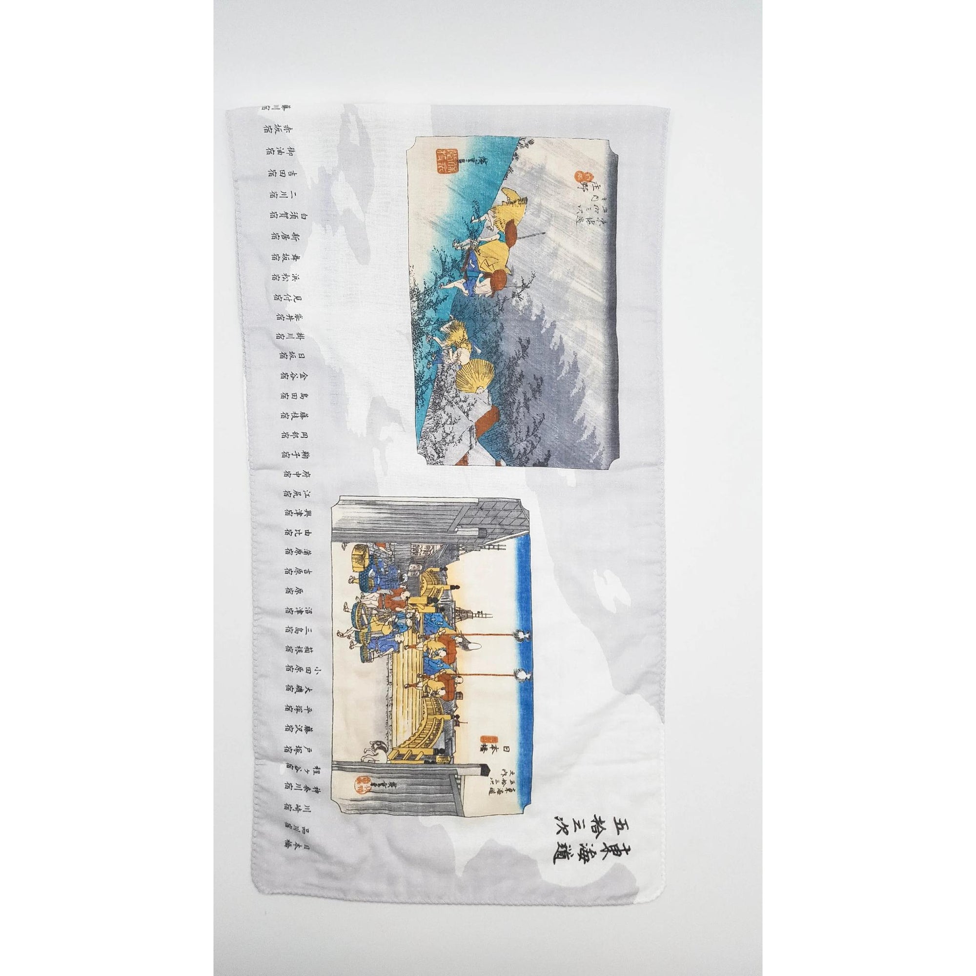 Tenugui serviette japonaise 100% coton imprimé avec reproduction d'estampes Pont de Tokyo de l'artiste japonais Utagawa Hiroshige