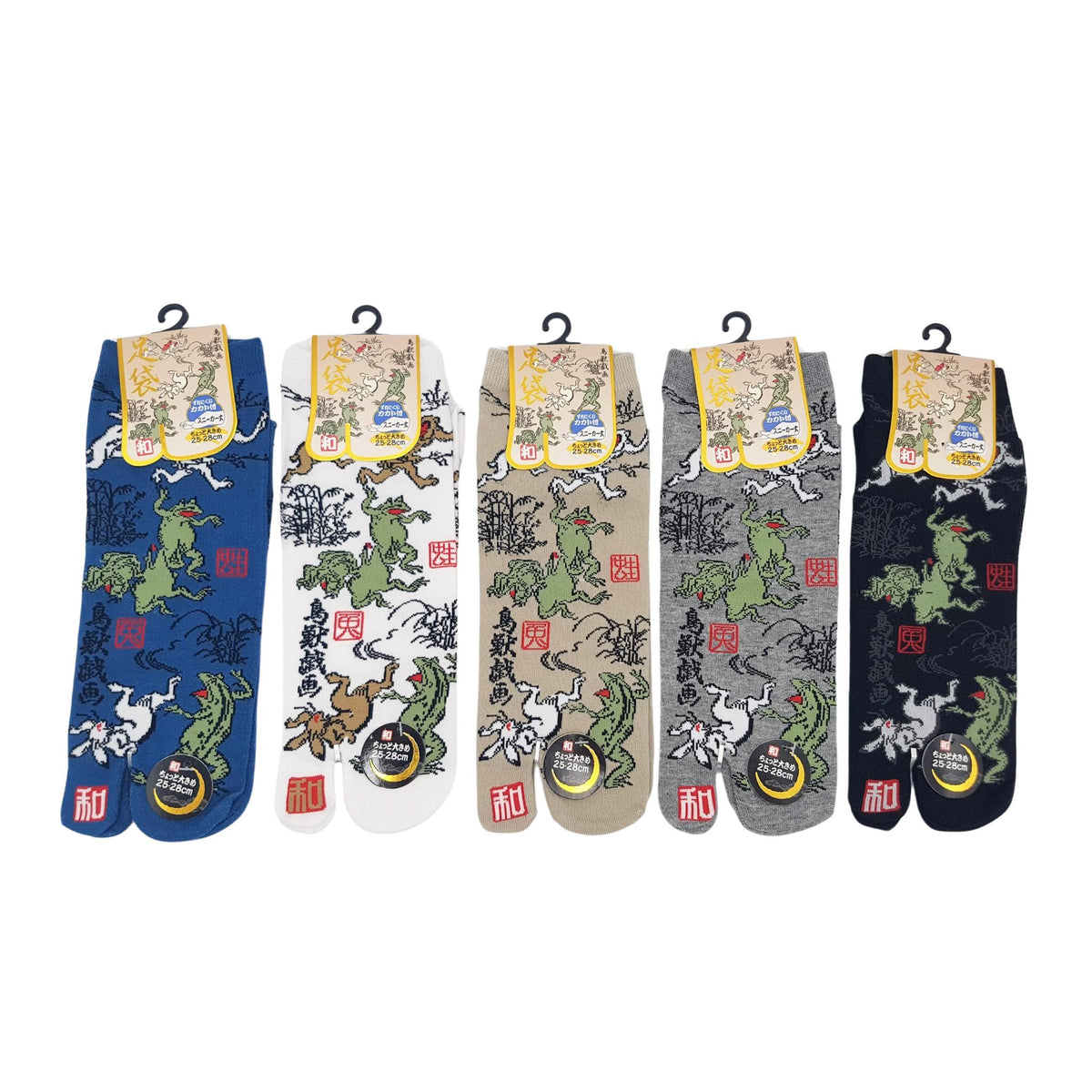 Japanese Cotton Tabi Socks - Frog and Rabbit Size Large