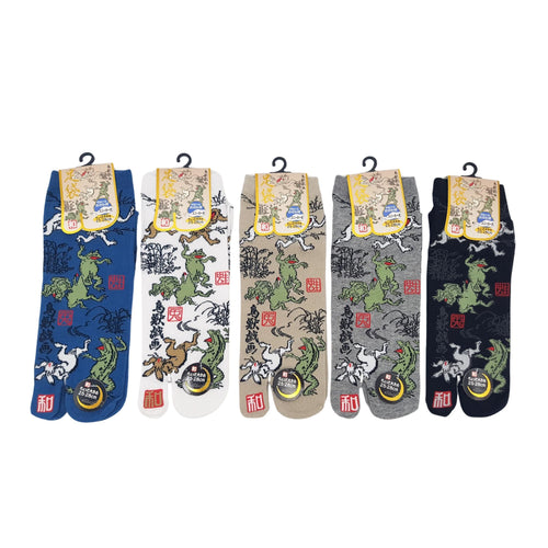 Japanese Cotton Tabi Socks - Frog and Rabbit Size Large