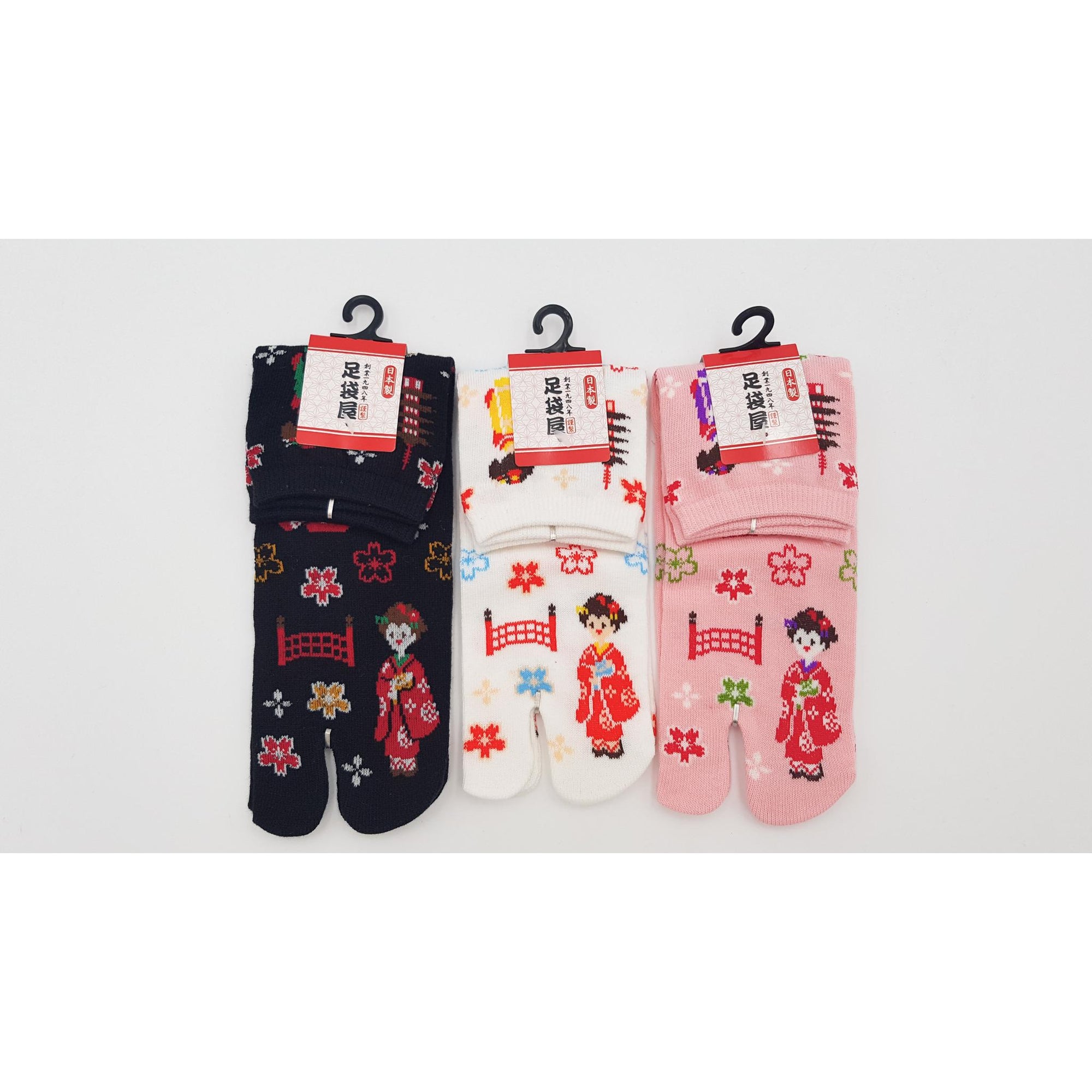 Chaussettes Japonaises Tabi - Motif Maiko- Taille Eu34-40- par lot de 6 paires