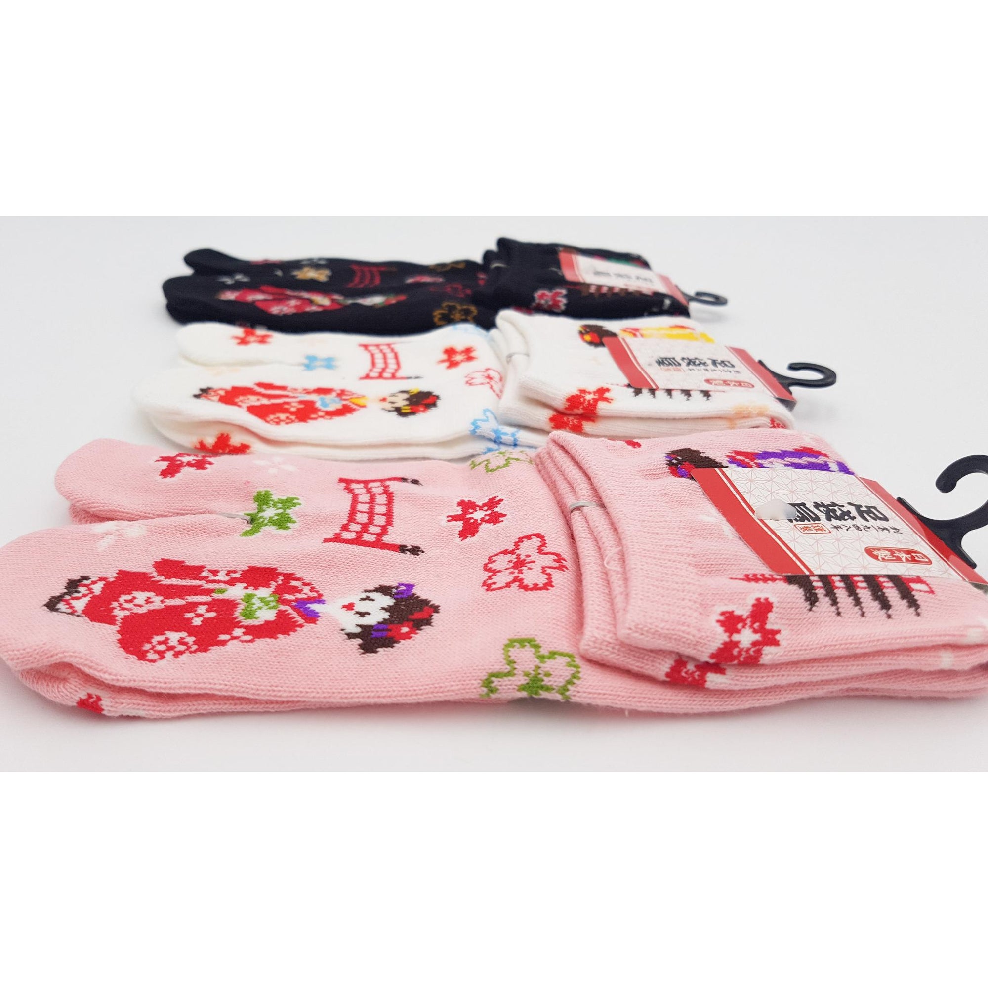Chaussettes Japonaises Tabi - Motif Maiko- Taille Eu34-40- par lot de 6 paires