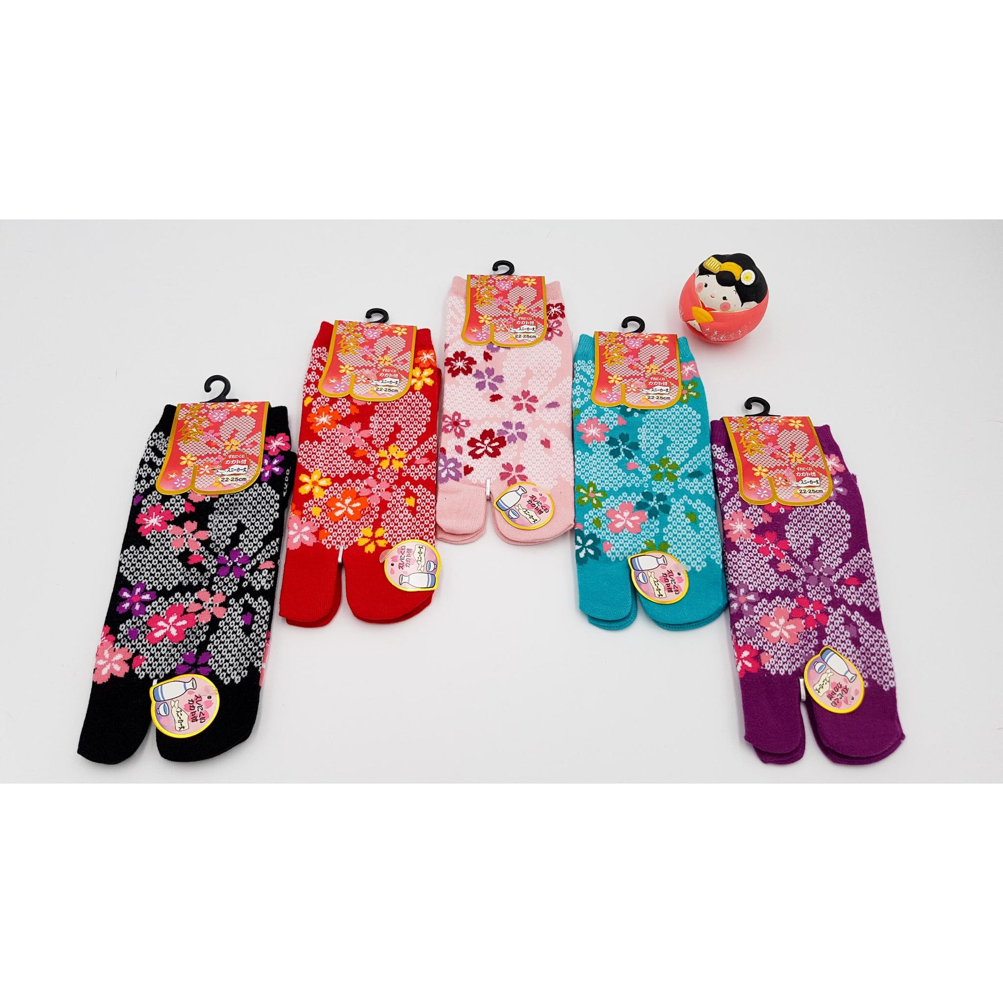 Chaussettes Japonaises Tabi en coton - Fleur Shibori -－par lot de 10 paires