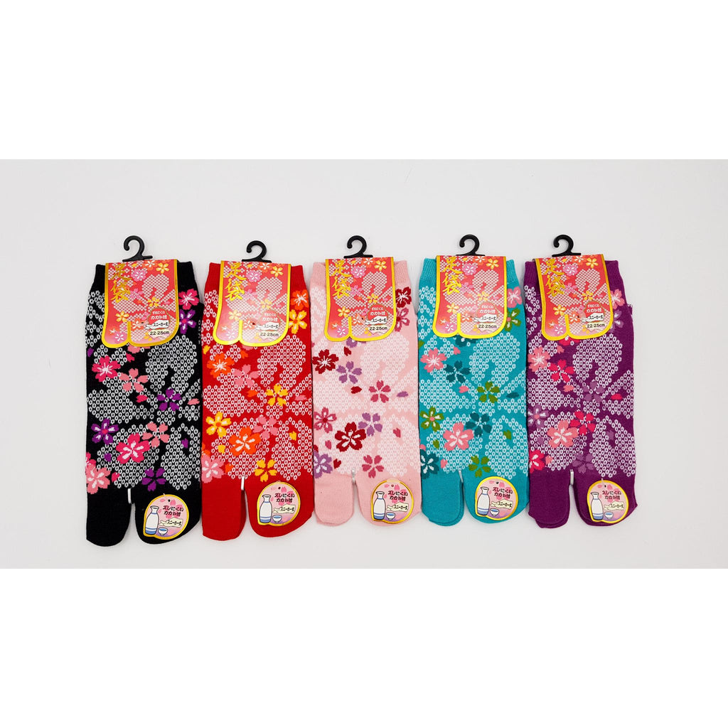 Japanese Cotton Tabi Socks - Shibori Flower