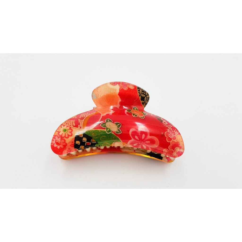 Pince crocodile à cheveux japonaise à motif floral – Lot de 3