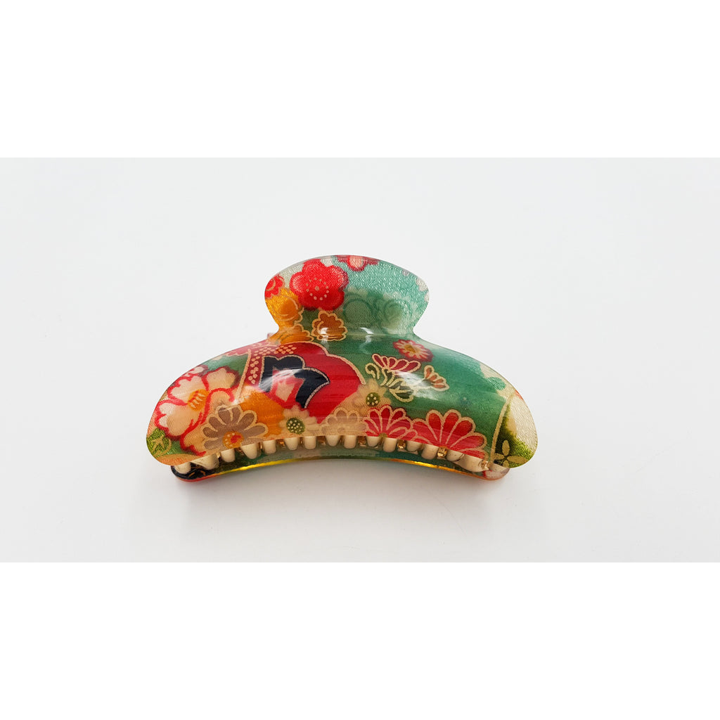 Pince crocodile à cheveux japonaise à motif floral – Lot de 3