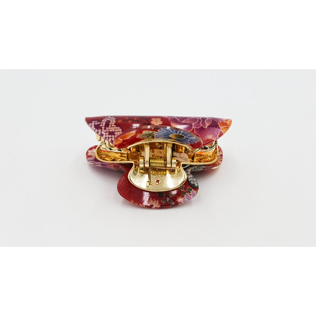Pince crocodile à cheveux japonaise à motif floral – Lot de 3