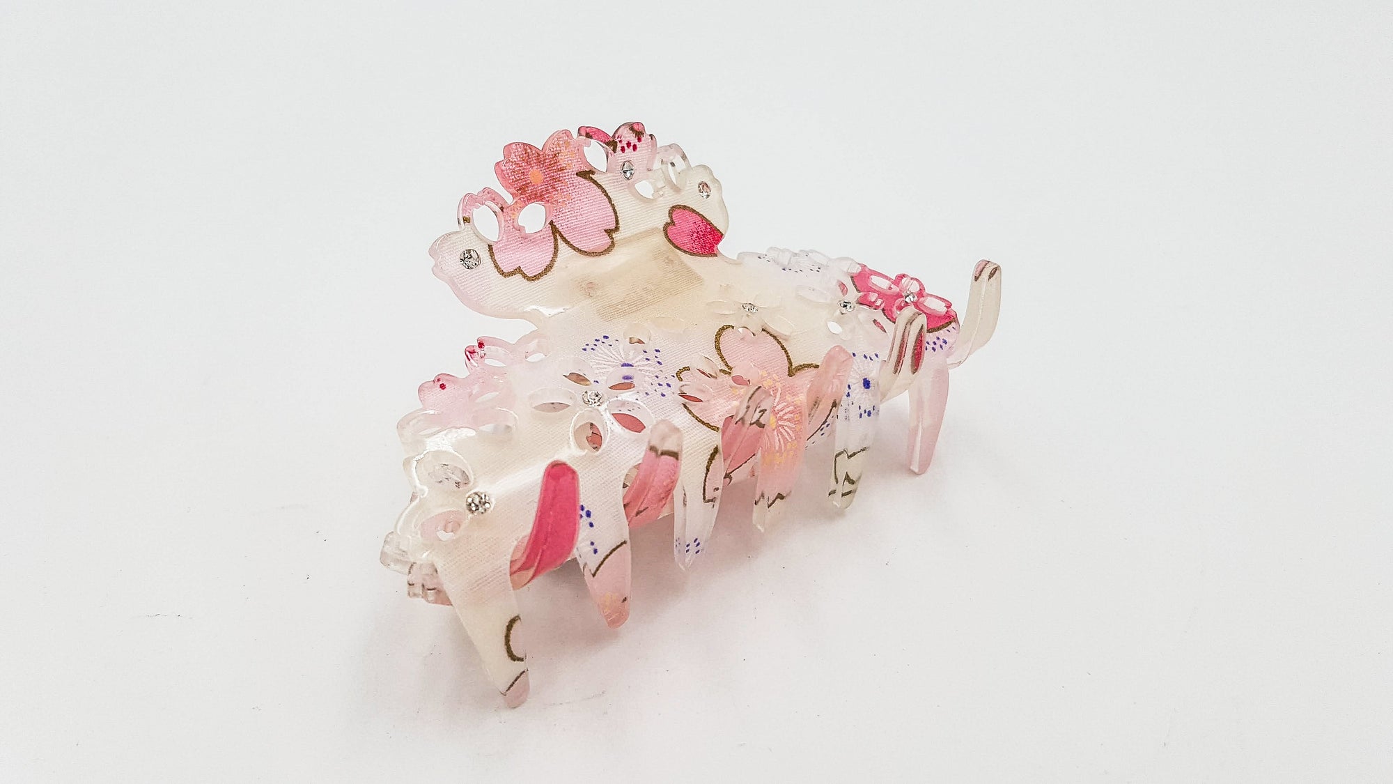 Pince crocodile à cheveux japonaise avec tissu chirimen et résine