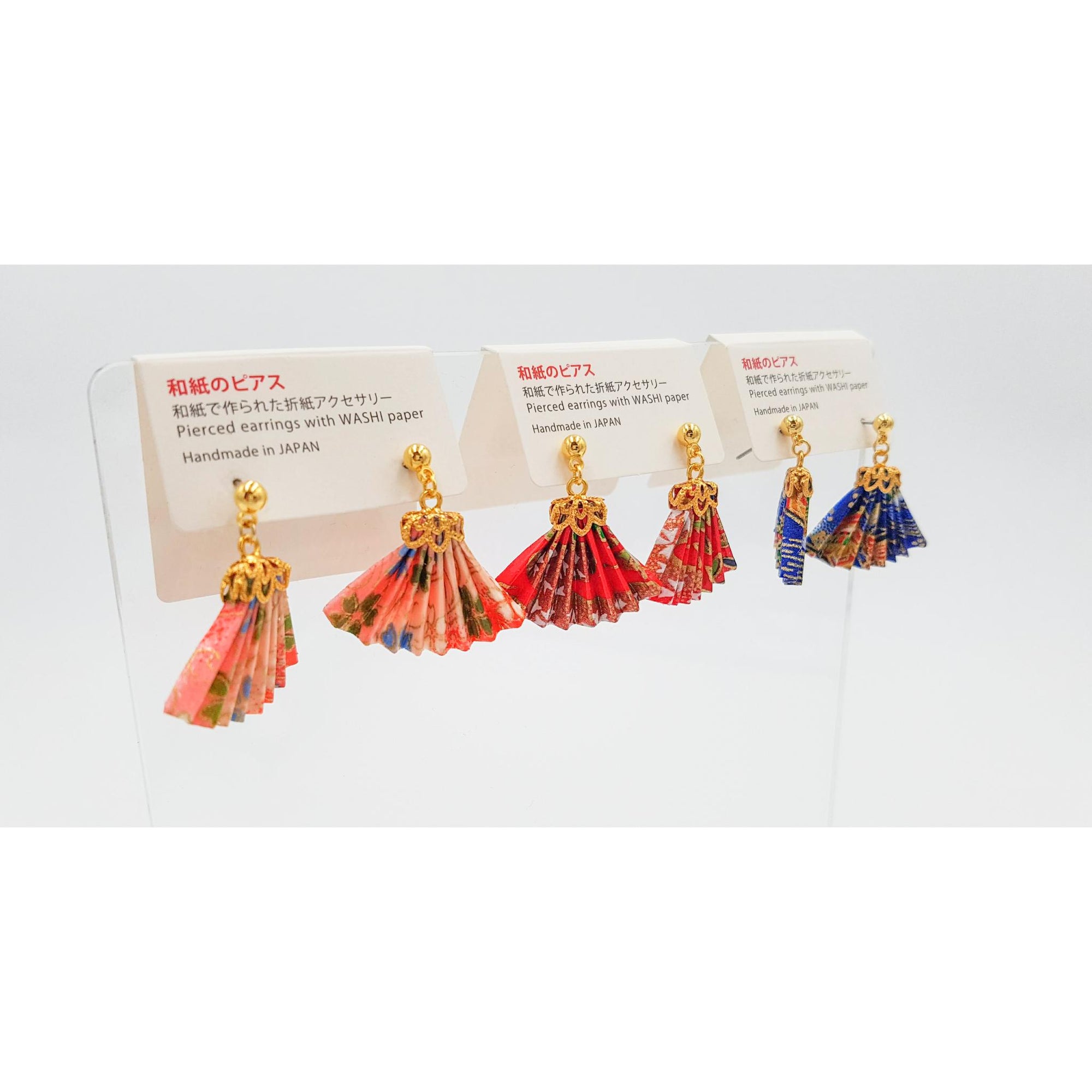 Boucle d'oreille japonaise Origami sensu (éventail)- Lot 5