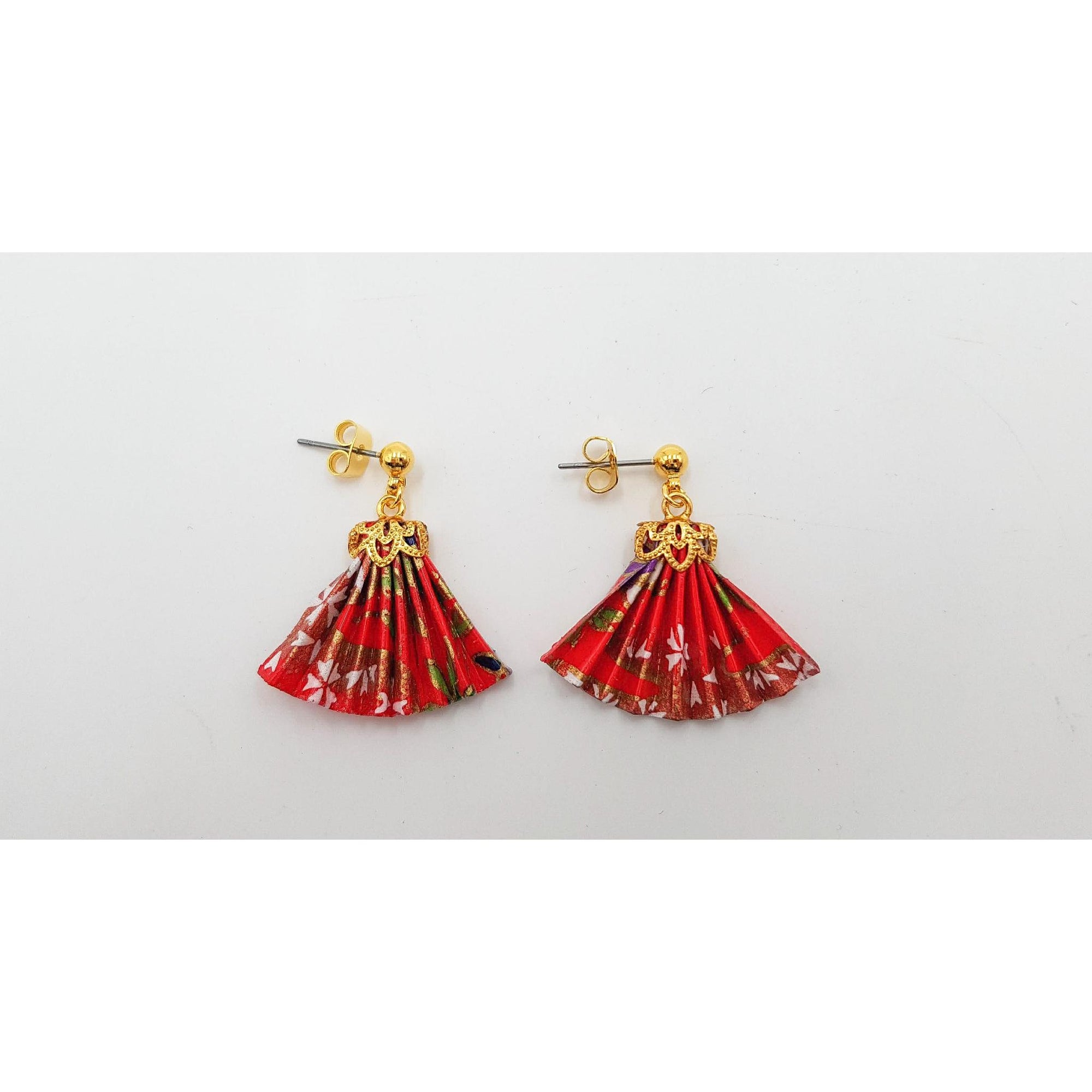 Boucle d'oreille japonaise Origami sensu (éventail)- Lot 5