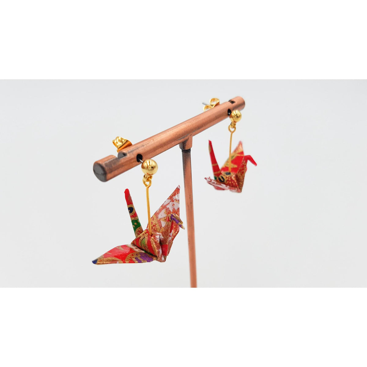 Boucle d'oreille japonaise Origami Tsuru Grue　- Lot 5