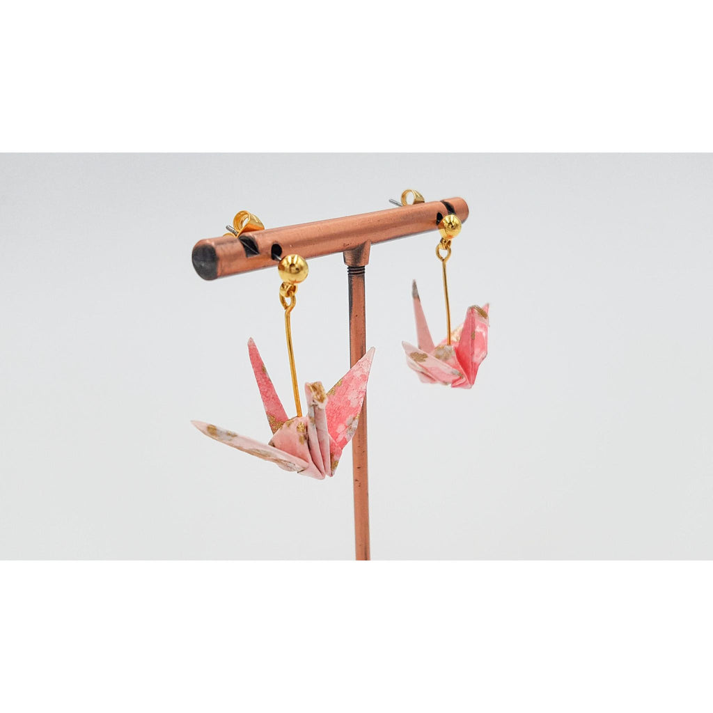 Boucle d'oreille japonaise Origami Tsuru Grue　- Lot 5