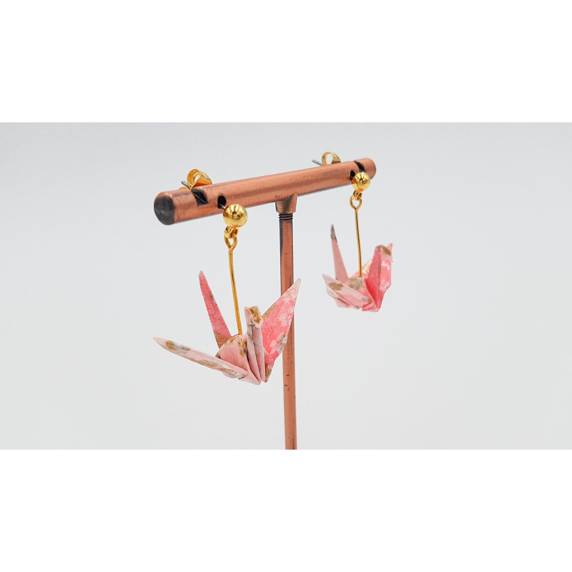 Boucle d'oreille japonaise Origami Tsuru Grue　- Lot 5