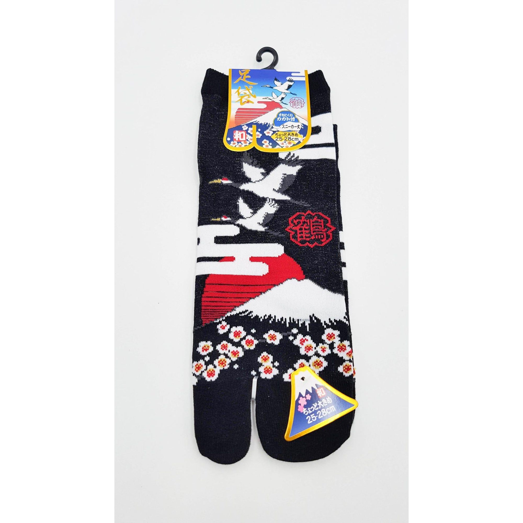 Chaussettes Japonaises Tabi en coton - Grue et Mont Fuji Taille Large