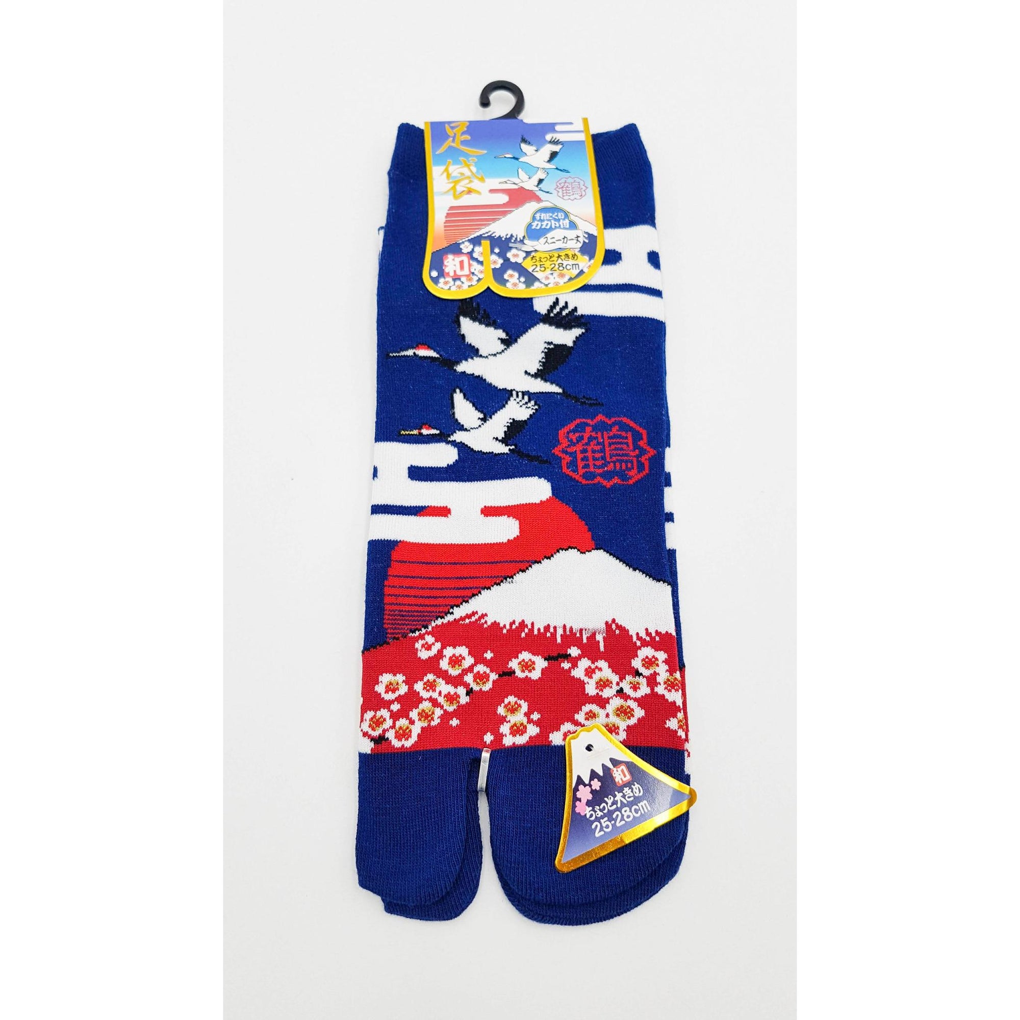 Chaussettes Japonaises Tabi en coton - Grue et Mont Fuji Taille Large