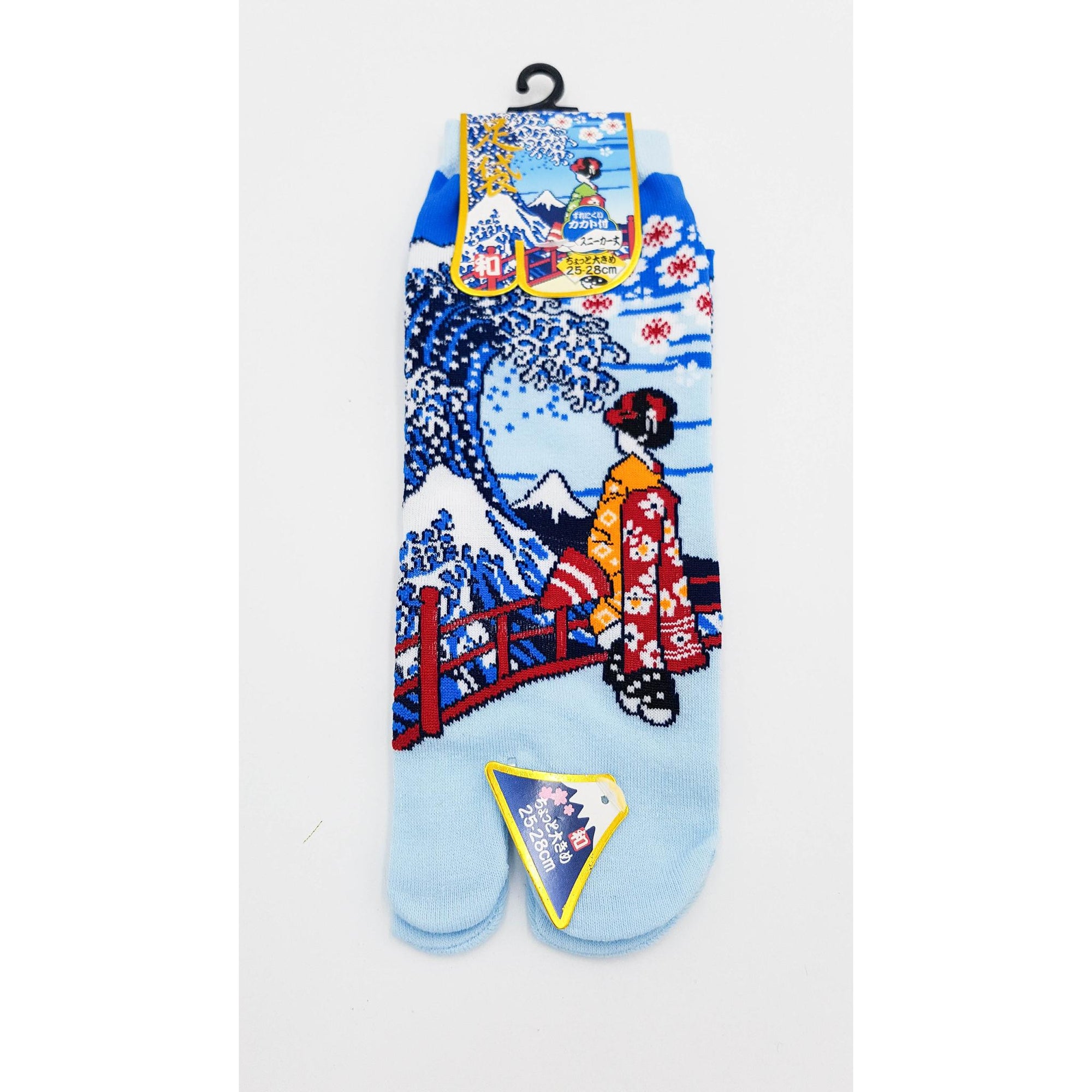 Chaussettes Japonaises Tabi en coton - Geisha et Vague Hokusai Taille Large