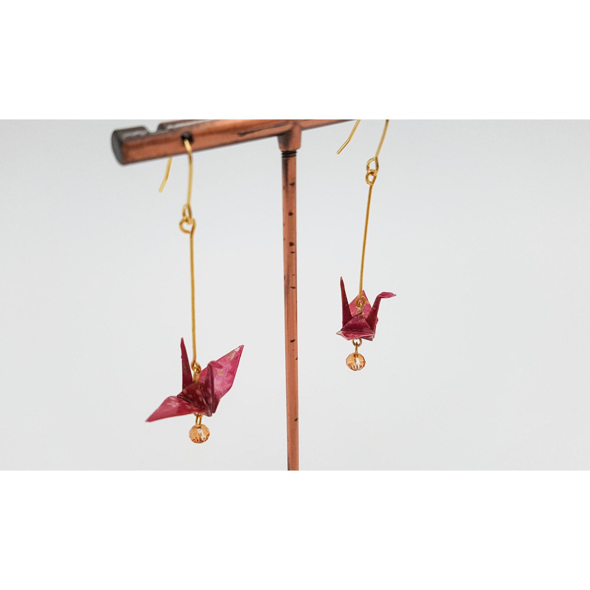 Boucle d'oreille japonaise Origami Tsuru Grue Luxe- Lot 3