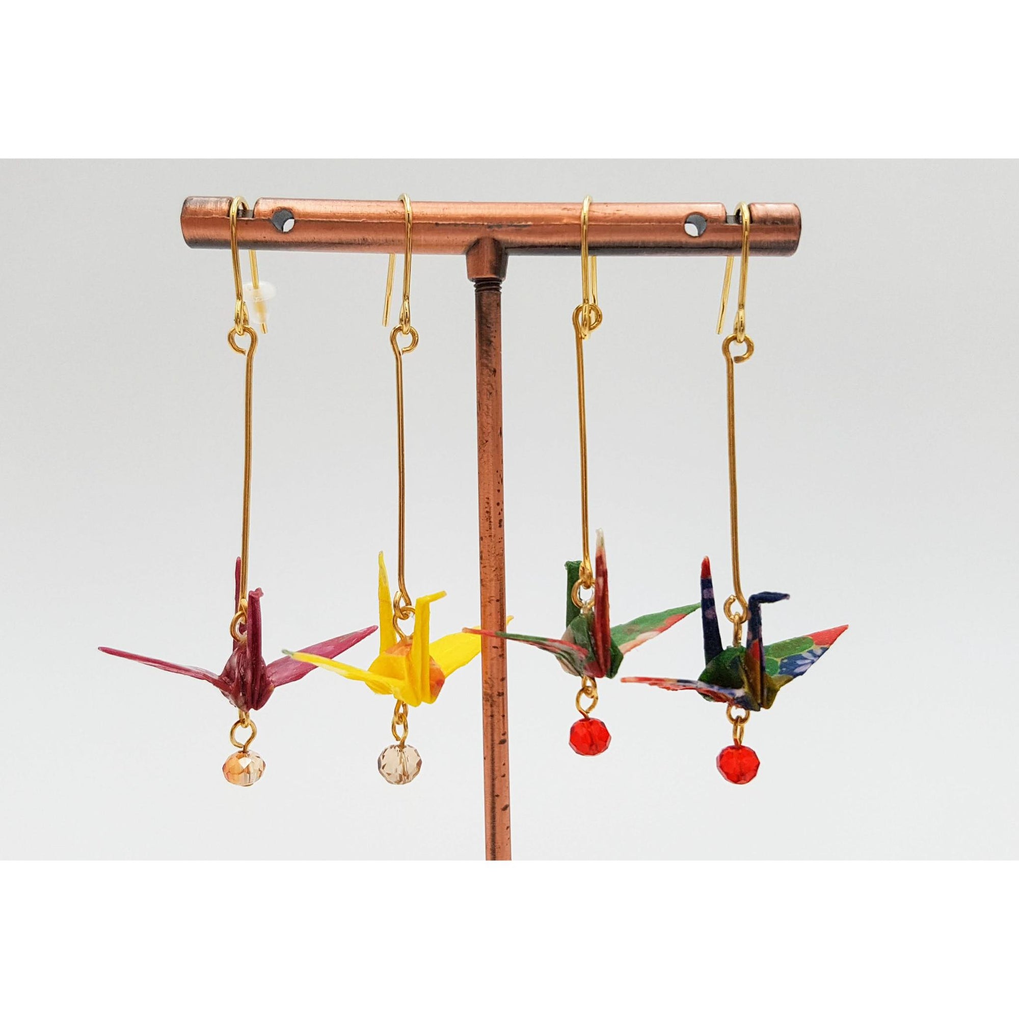 Boucle d'oreille japonaise Origami Tsuru Grue Luxe- Lot 3