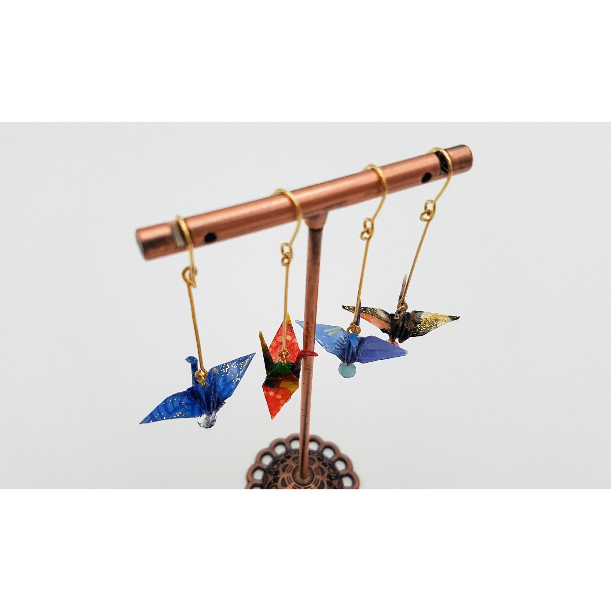 Boucle d'oreille japonaise Origami Tsuru Grue Luxe- Lot 3