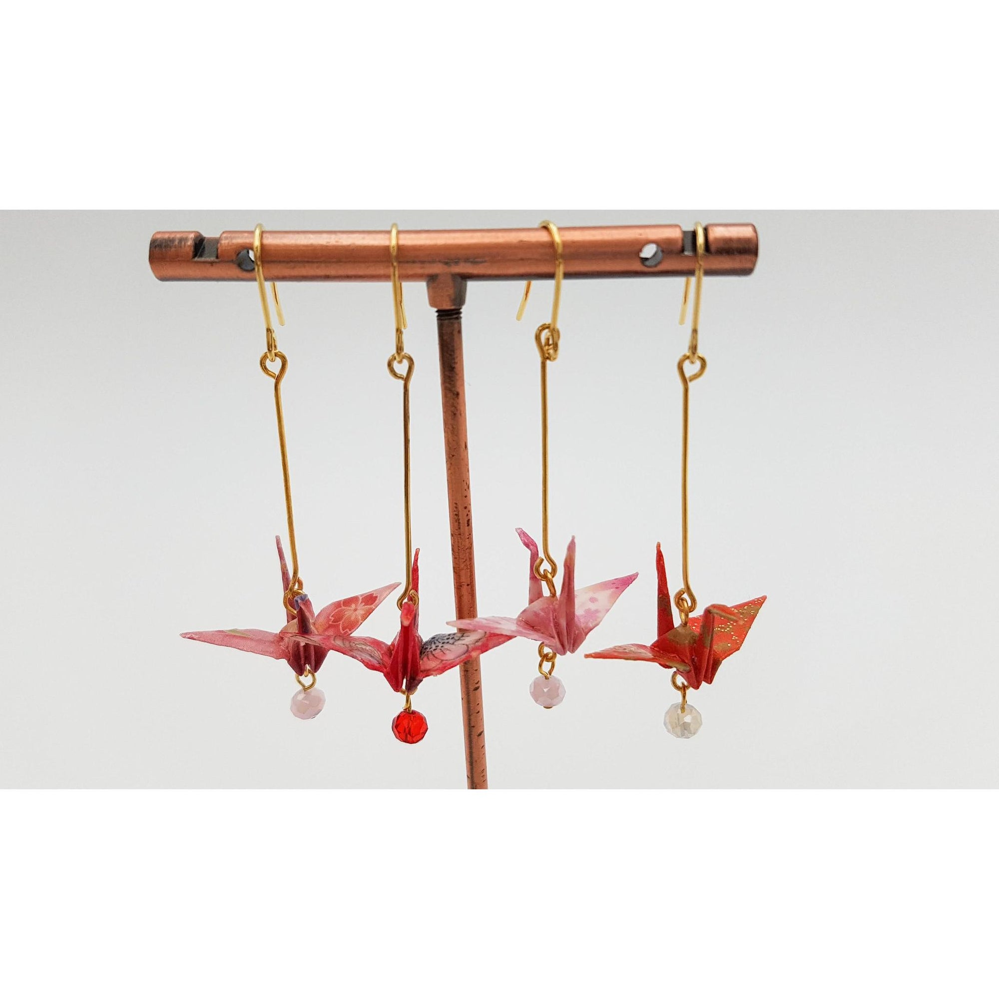 Boucle d'oreille japonaise Origami Tsuru Grue Luxe- Lot 3