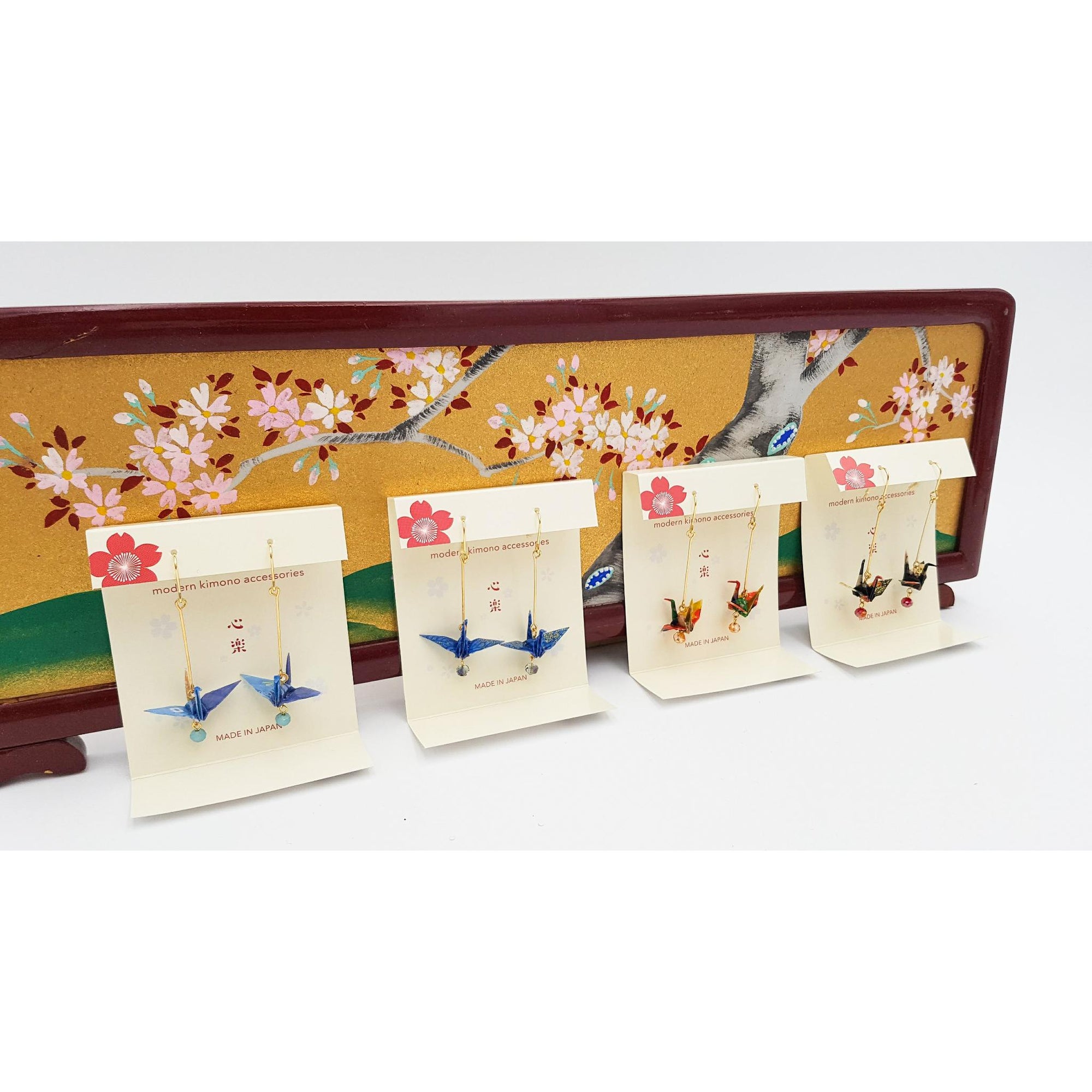 Boucle d'oreille japonaise Origami Tsuru Grue Luxe- Lot 3