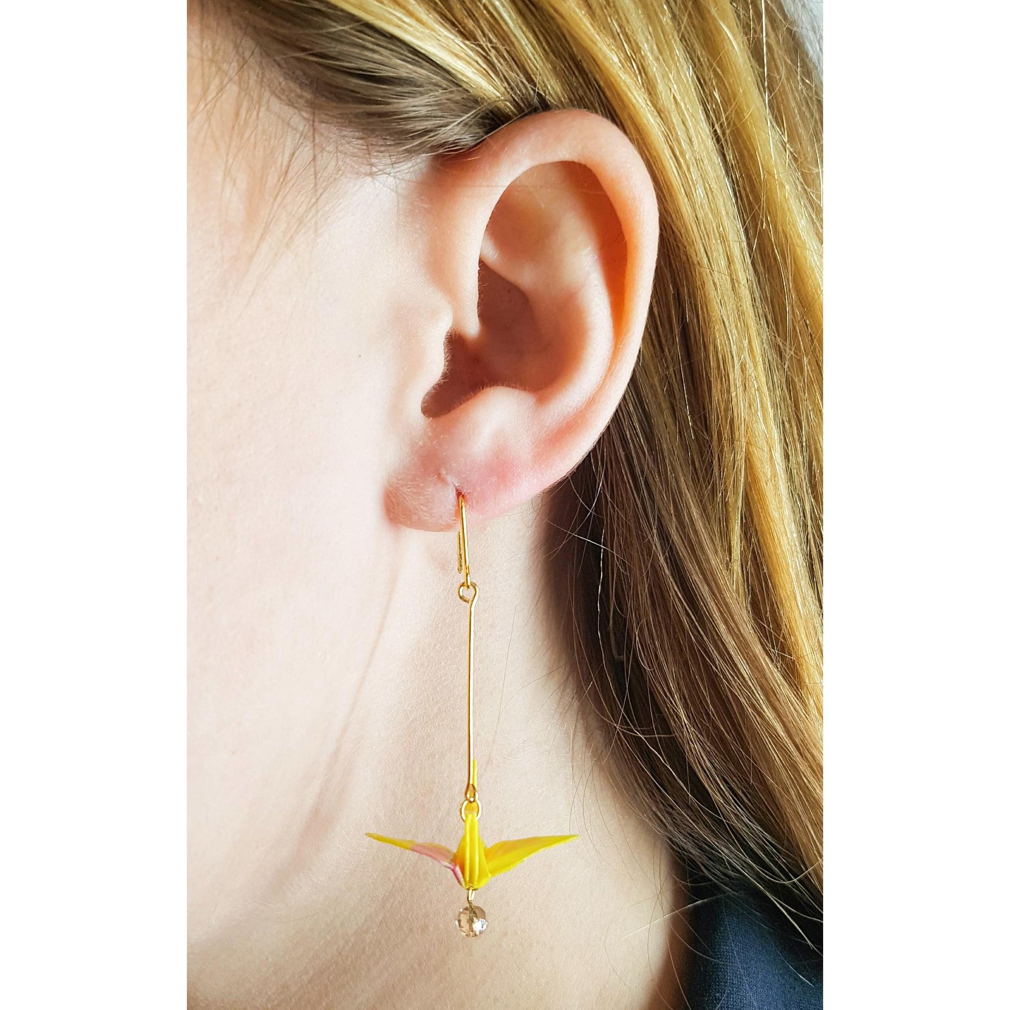 Boucle d'oreille japonaise Origami Tsuru Grue Luxe- Lot 3