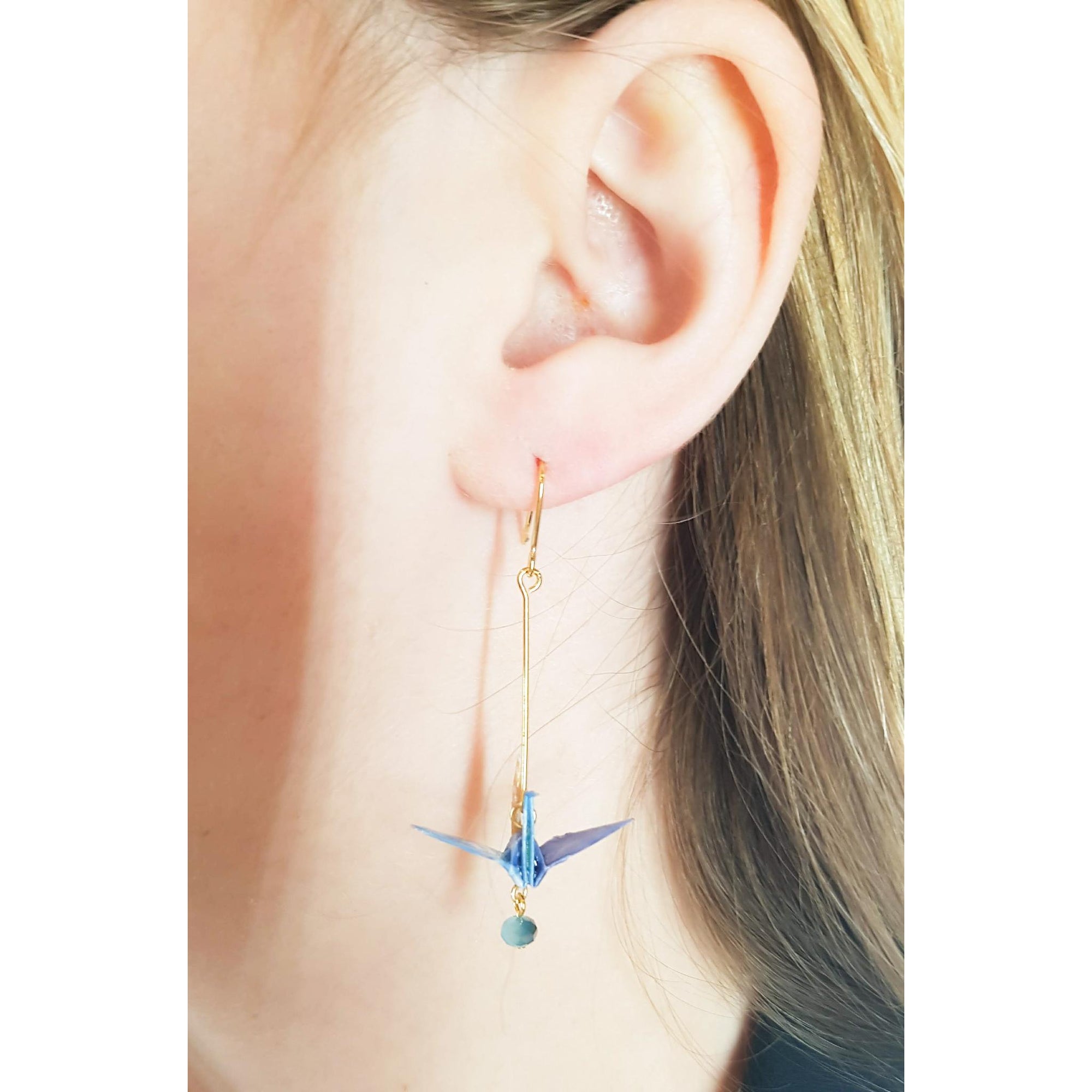 Boucle d'oreille japonaise Origami Tsuru Grue Luxe- Lot 3