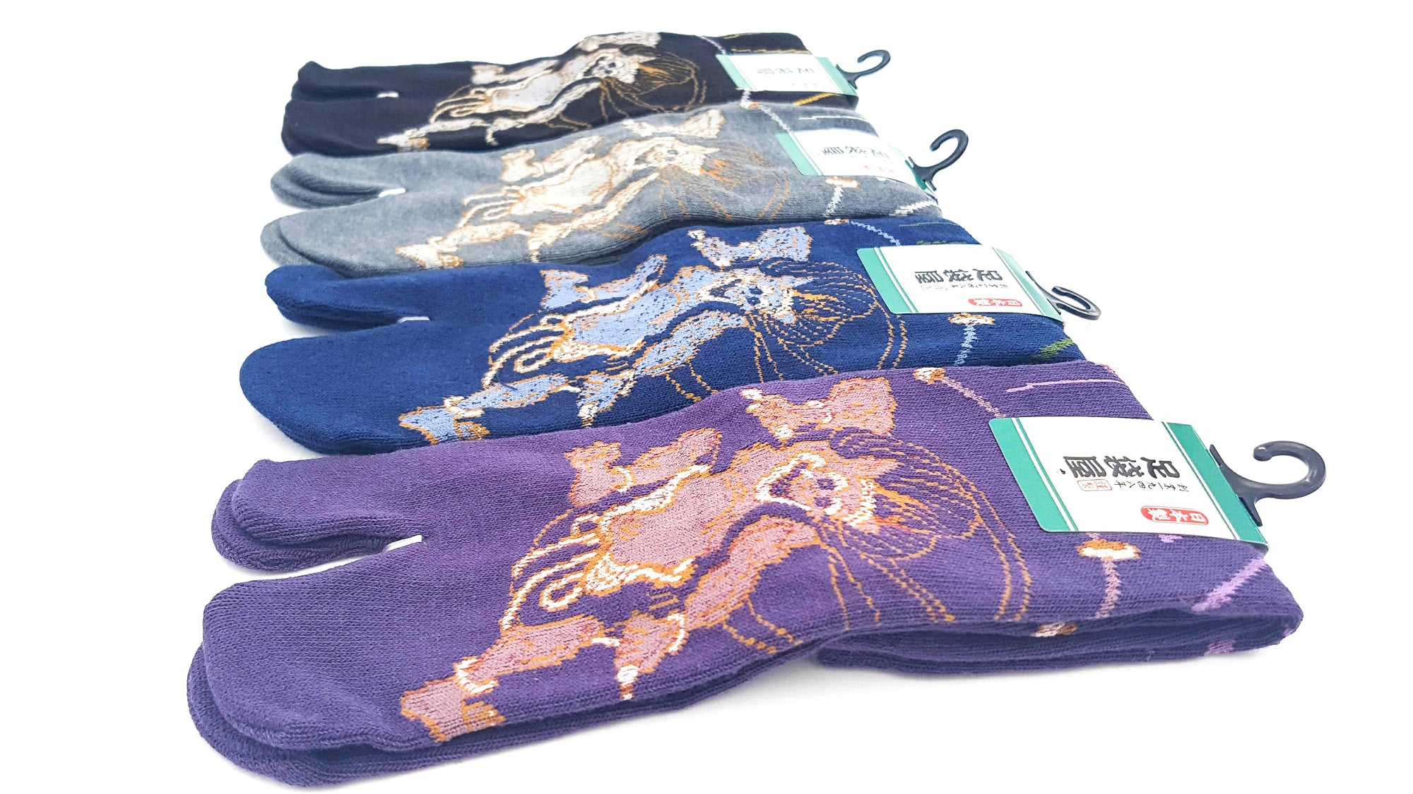 Chaussettes Japonaises Tabi - Motif Raijin　Dieu du tonnerre- Taille Eu 40-45 - par lot de 6 paires