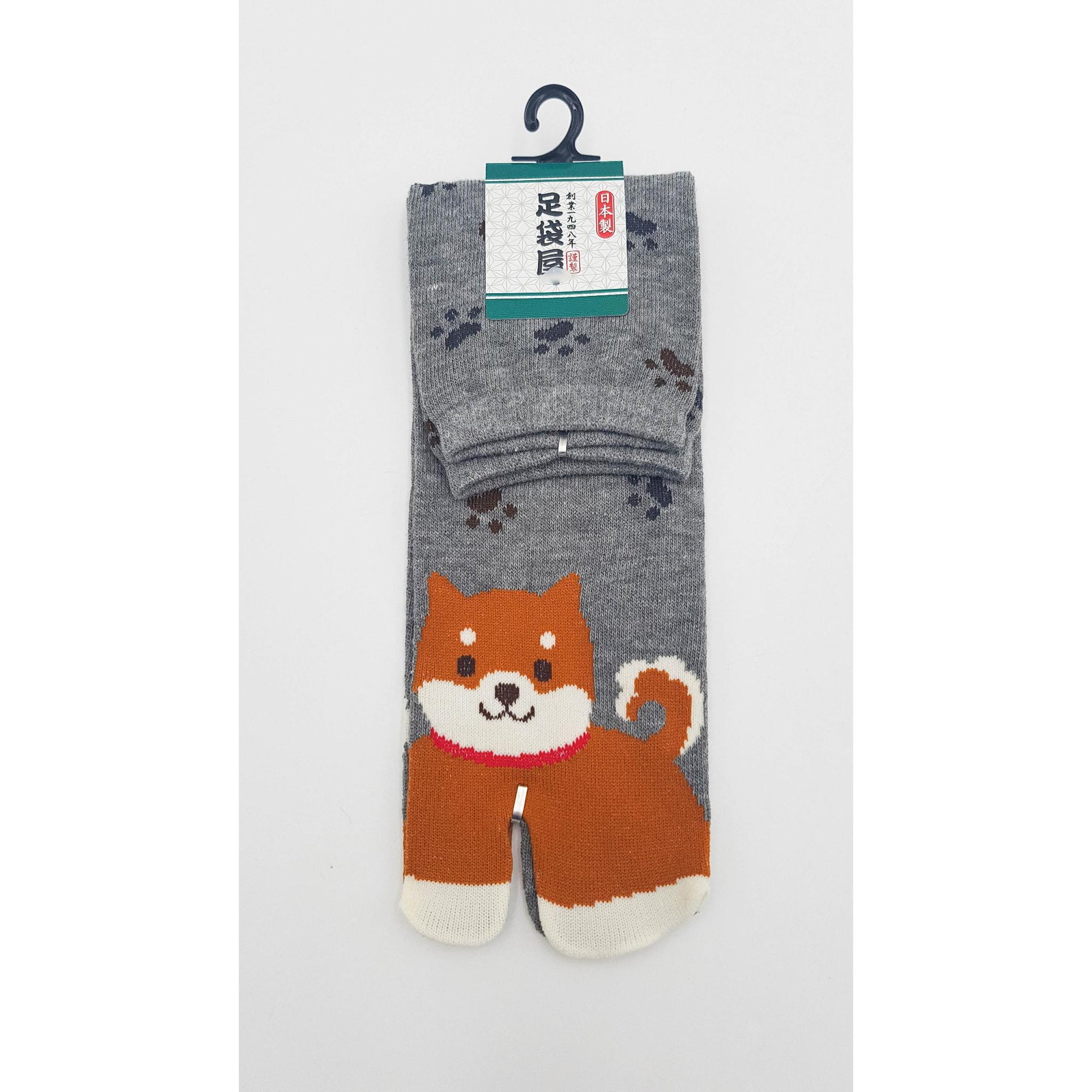 Chaussettes Japonaises Tabi - Motif Shiba Inu avec Empreinte de pas - Taille Eu 40-45 - par lot de 6 paires