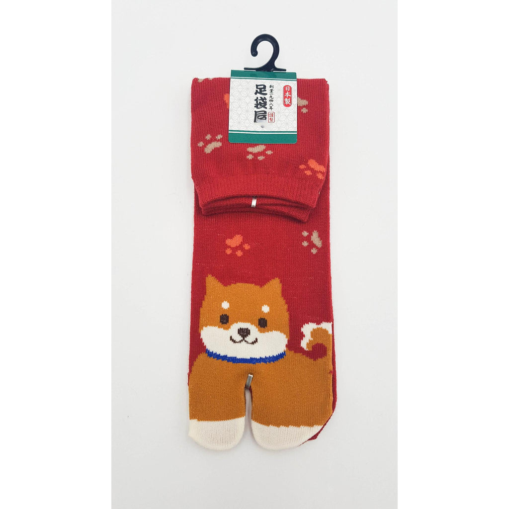 Chaussettes Japonaises Tabi - Motif Shiba Inu avec Empreinte de pas - Taille Eu 40-45 - par lot de 6 paires