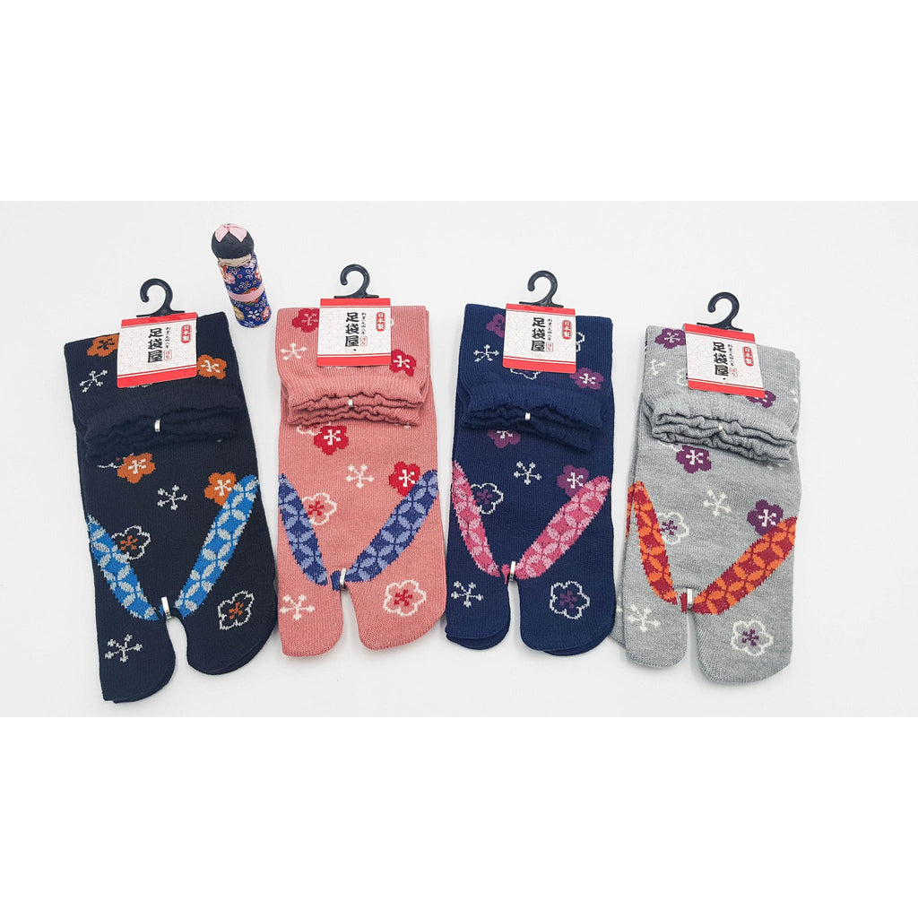 Chaussettes Japonaises Tabi - Motif Zori flor Taille Eu34-40 - par lot de 6 paires