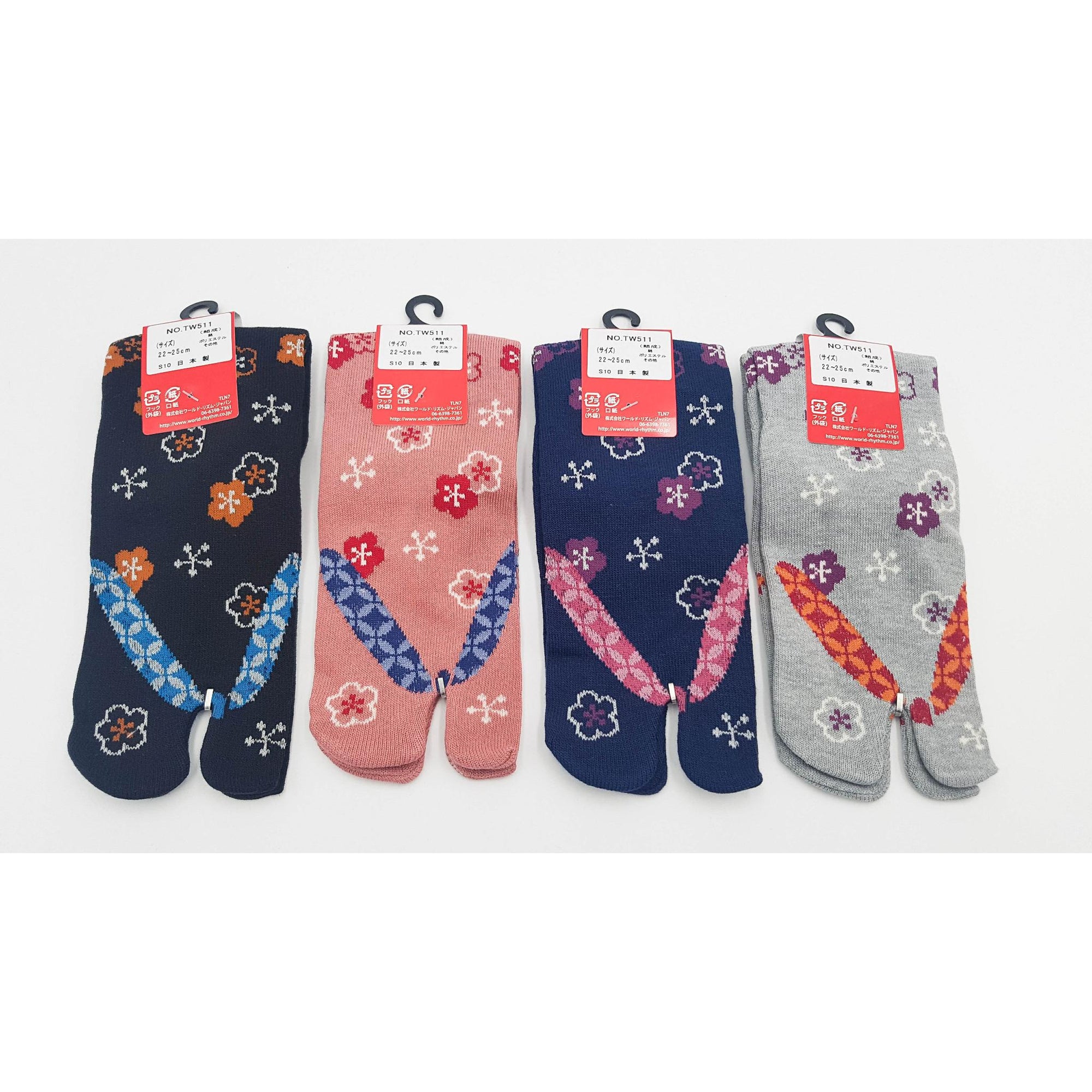 Chaussettes Japonaises Tabi - Motif Zori flor Taille Eu34-40 - par lot de 6 paires