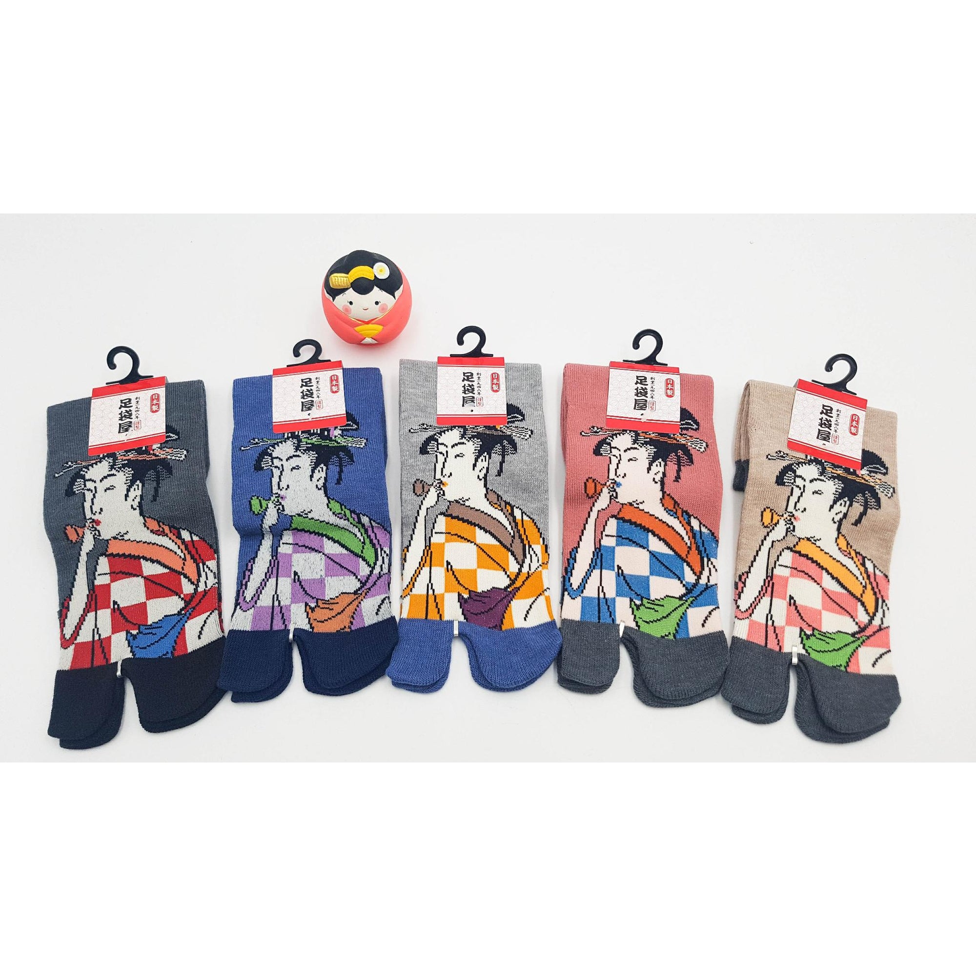 Chaussettes Japonaises Tabi - Motif Femme Japonaise - Taille Eu34-40 - par lot de 6 paires