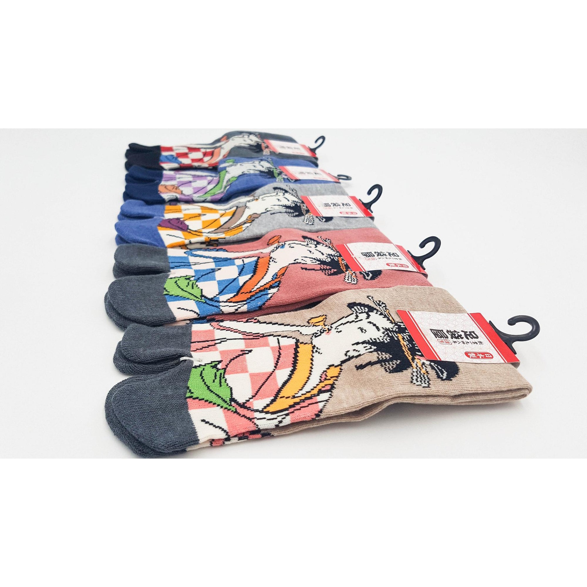 Chaussettes Japonaises Tabi - Motif Femme Japonaise - Taille Eu34-40 - par lot de 6 paires
