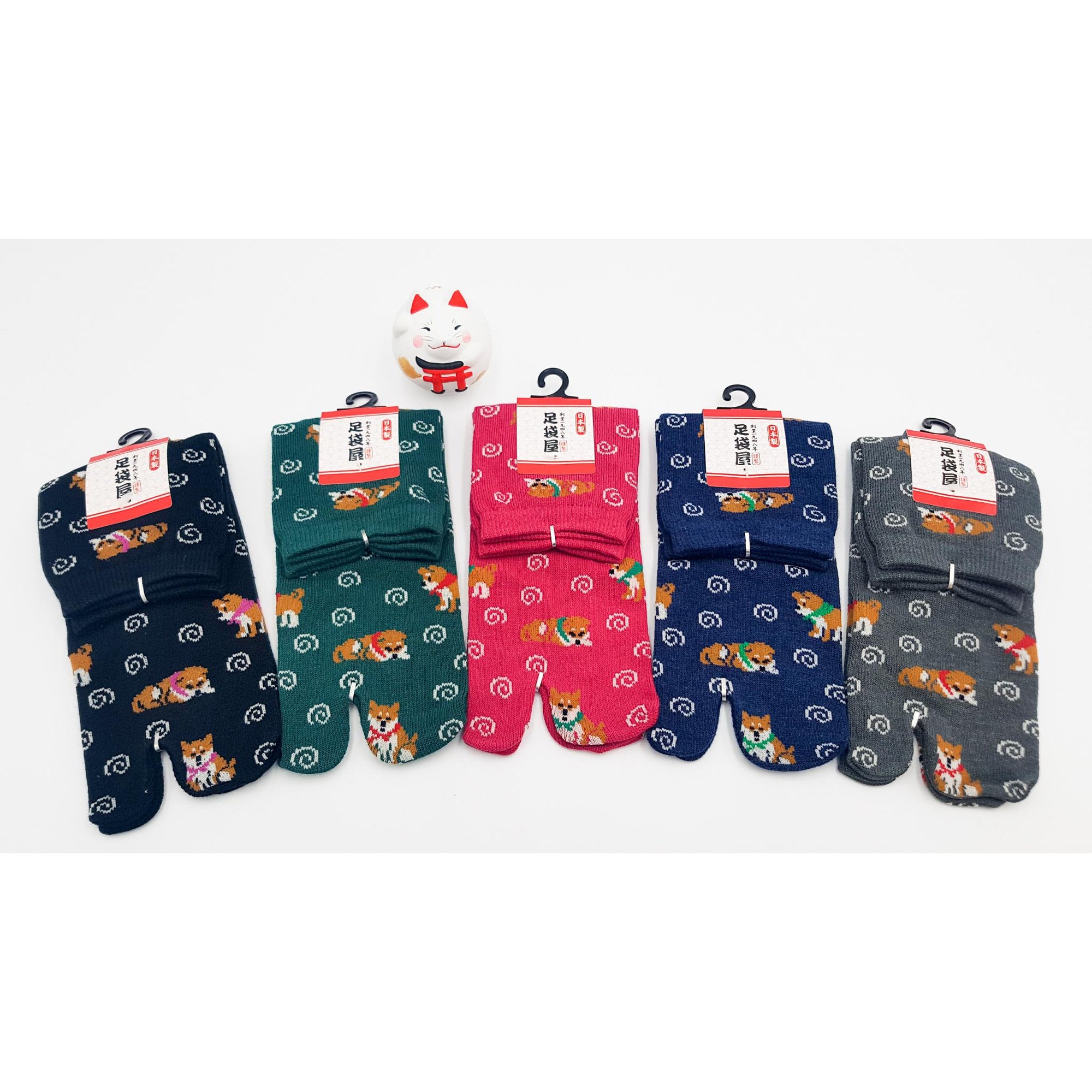 Chaussettes Japonaises Tabi - Motif Shiba Inu Taille Eu34-40 - par lot de 6 paires