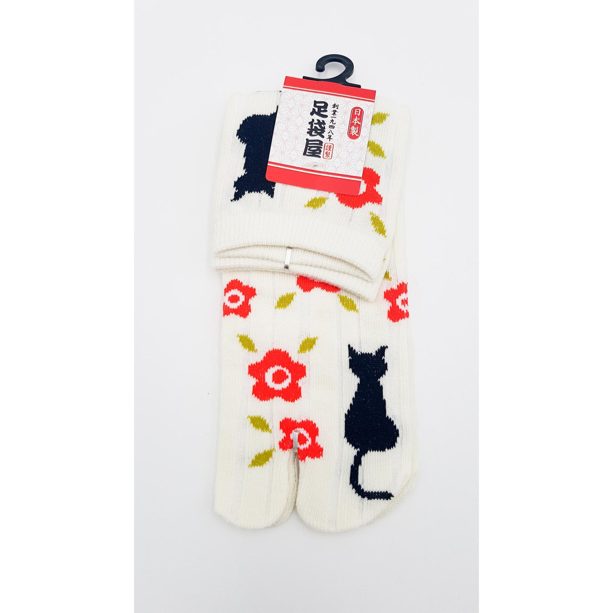Chaussettes Japonaises Tabi - Motif Chat Noir - Taille Eu34-40 - par lot de 6 paires