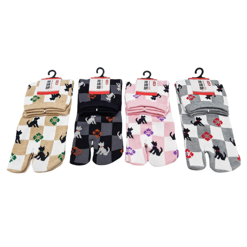 Chaussettes Japonaises Tabi - Motif Neko Chat Taille Eu34-40 - par lot de 6 paires