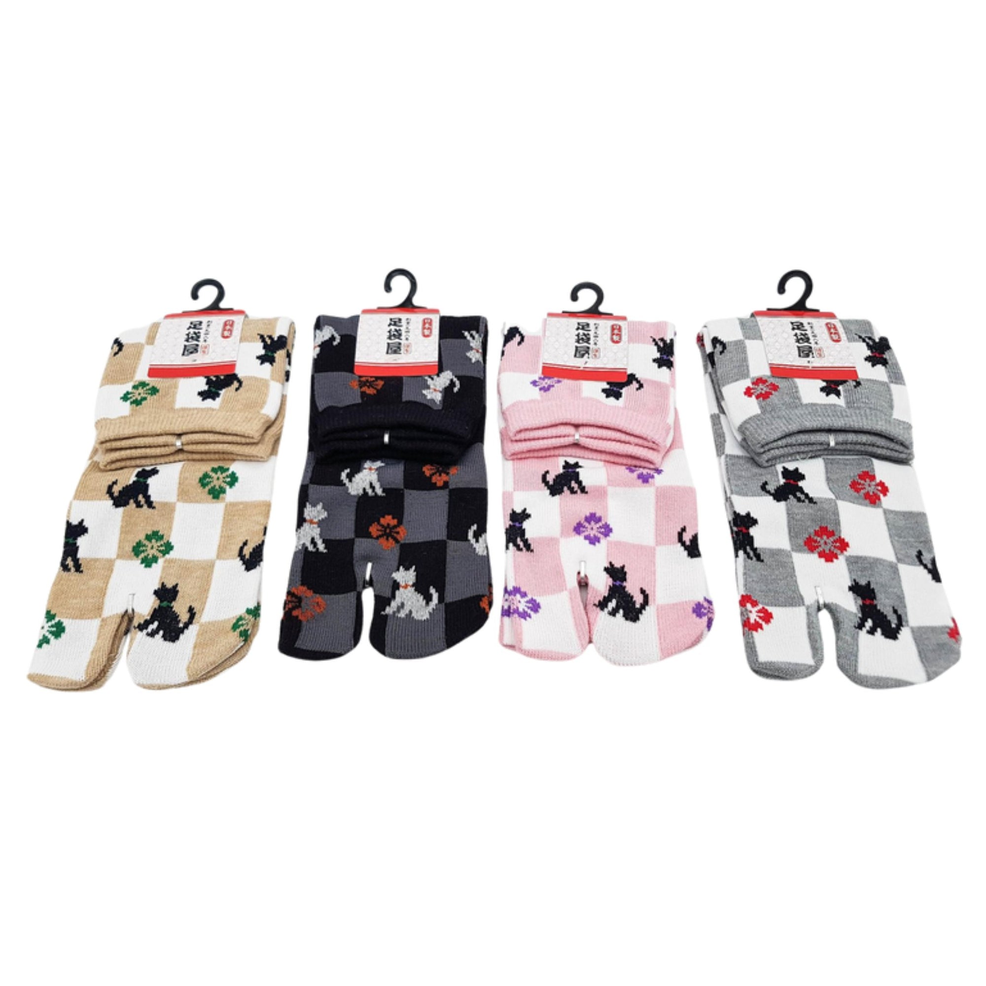 Chaussettes Japonaises Tabi - Motif Neko Chat Taille Eu34-40 - par lot de 6 paires