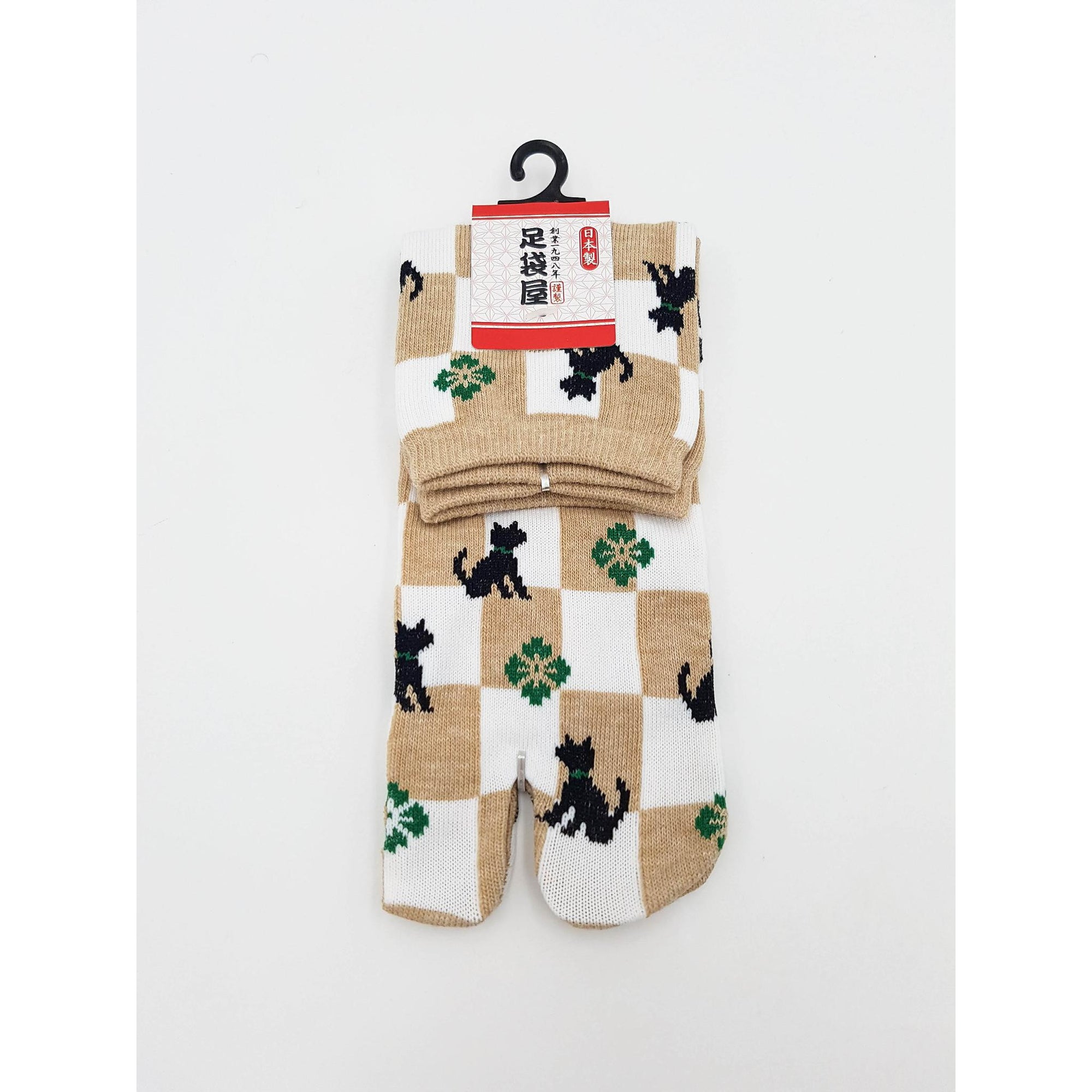 Chaussettes Japonaises Tabi - Motif Chat Damier- Taille Eu34-40 - par lot de 6 paires