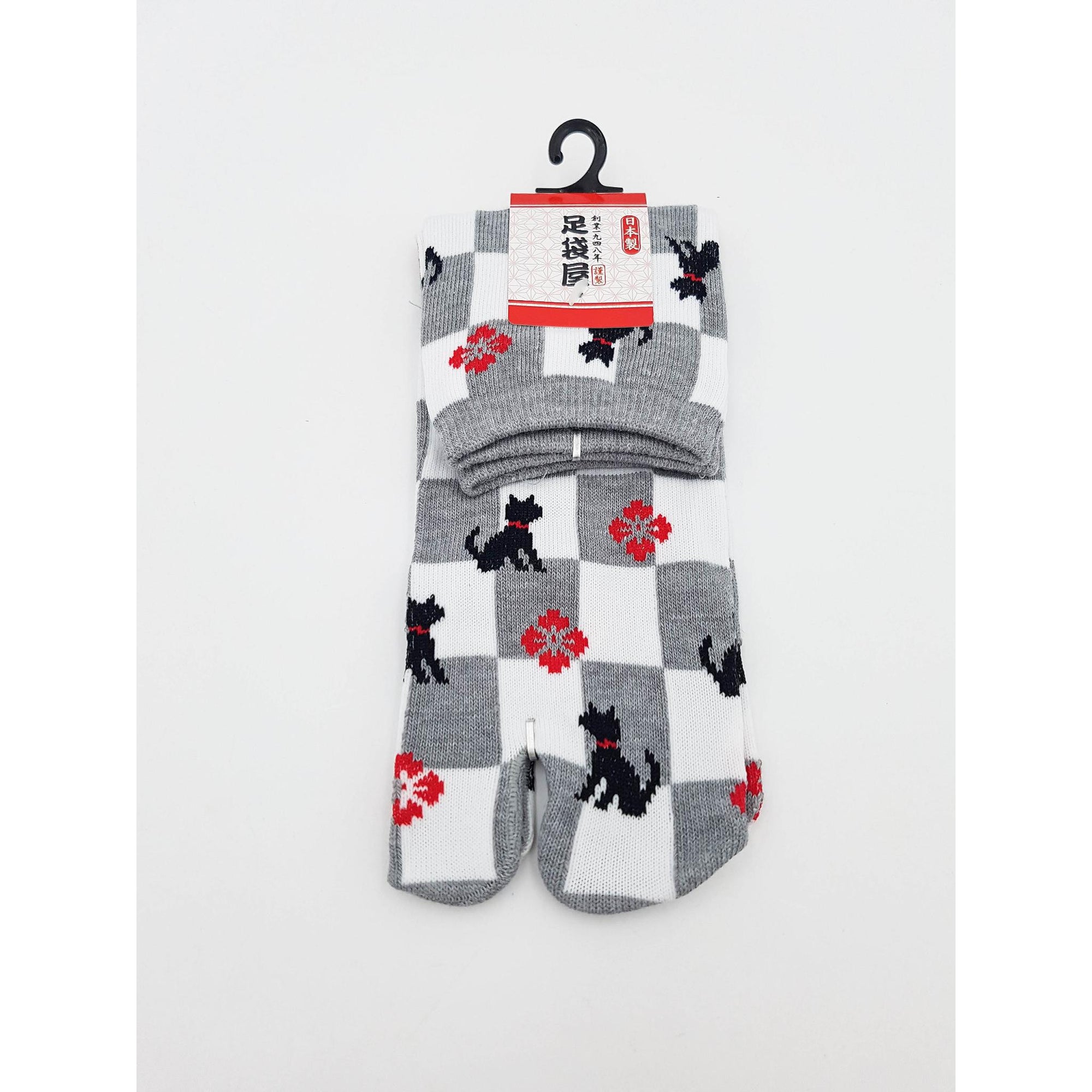 Chaussettes Japonaises Tabi - Motif Chat Damier- Taille Eu34-40 - par lot de 6 paires