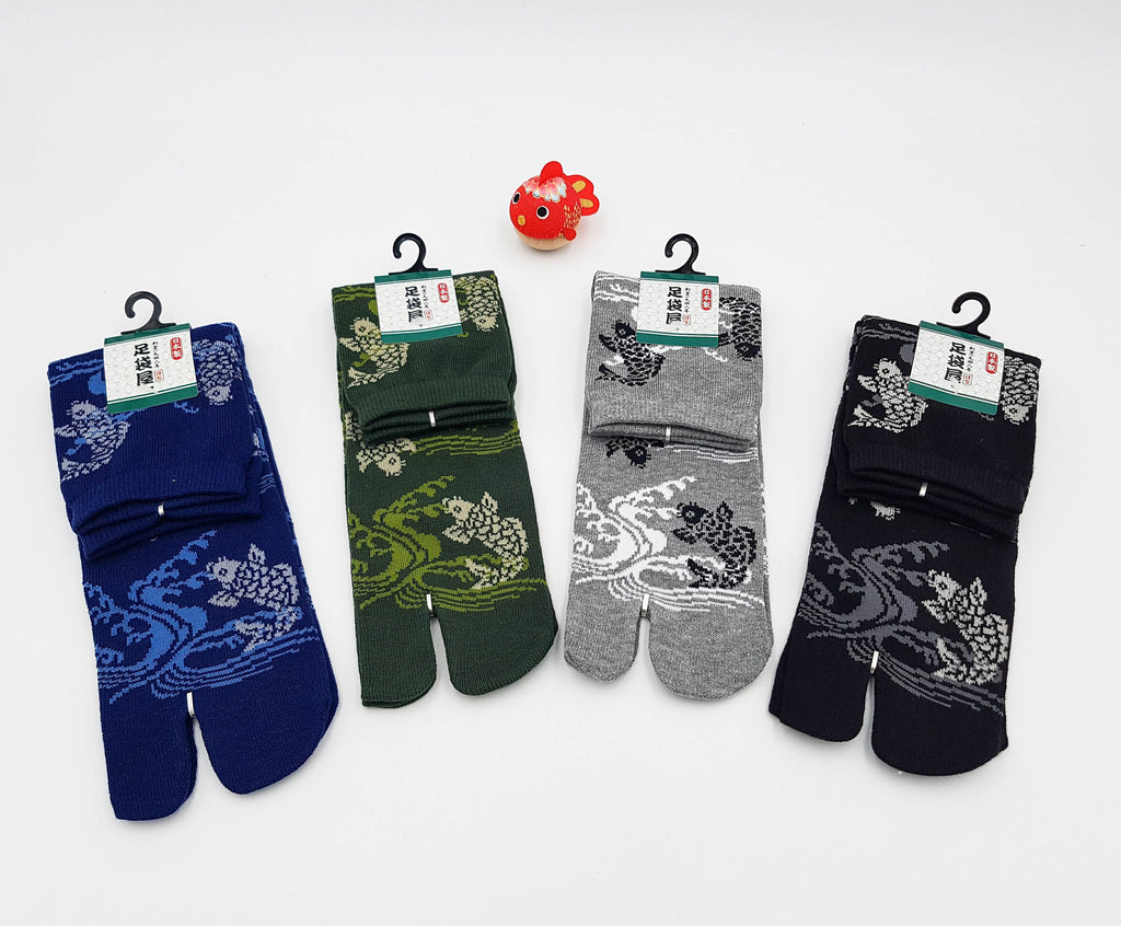 Chaussettes Japonaises Tabi - Motif Koi Carpe flottante - Taille Eu 40-45 - Lot 6