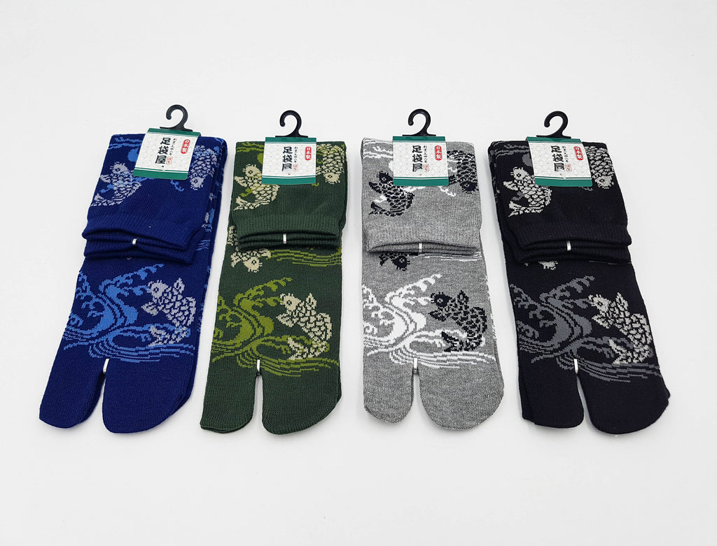 Chaussettes Japonaises Tabi - Motif Koi Carpe flottante - Taille Eu 40-45 - Lot 6