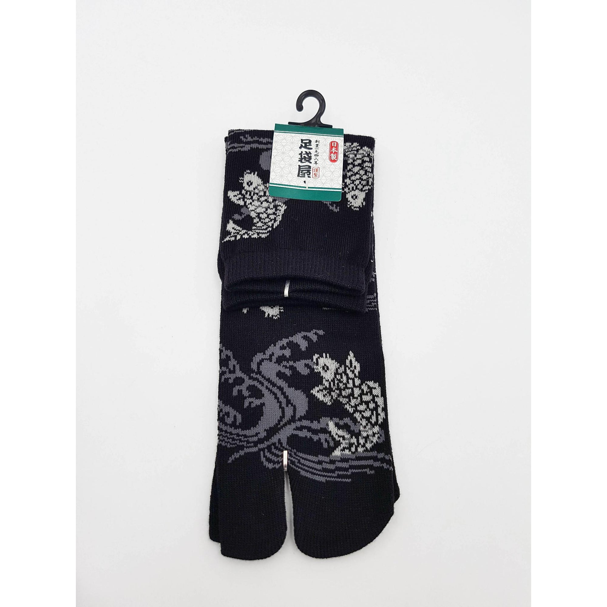 Japanese Cotton Tabi Socks - Koi and Tiger Wave Size Large