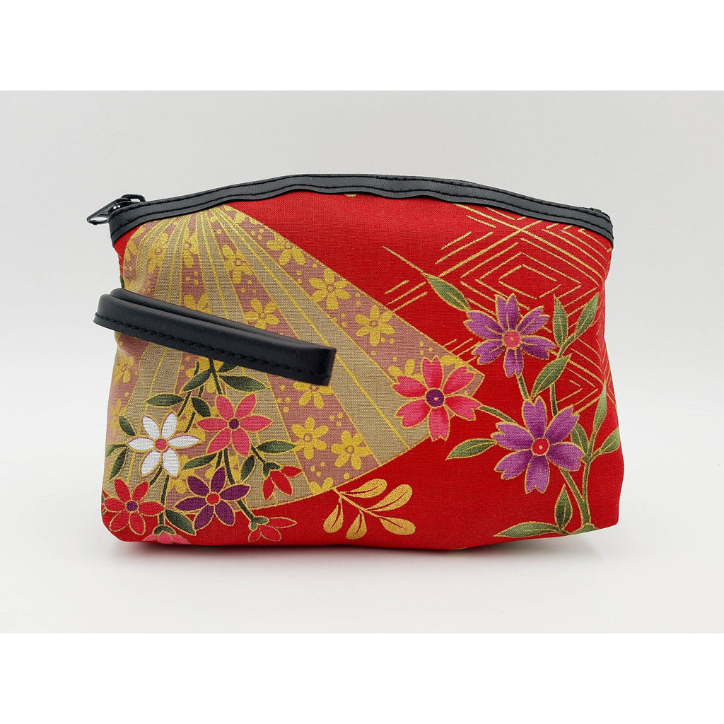 Japanese pouch 100% cotton imitation leather and floral pattern