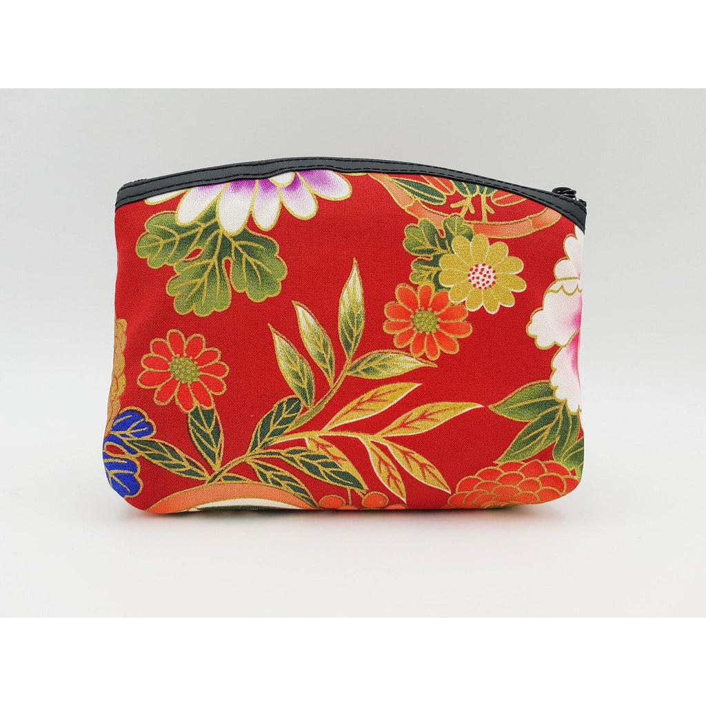 Japanese pouch 100% cotton imitation leather and floral pattern