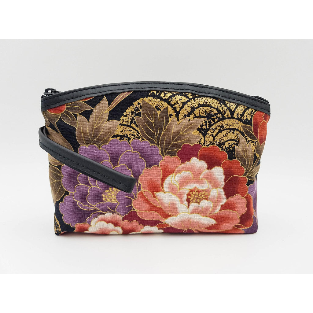 Japanese pouch 100% cotton imitation leather and floral pattern
