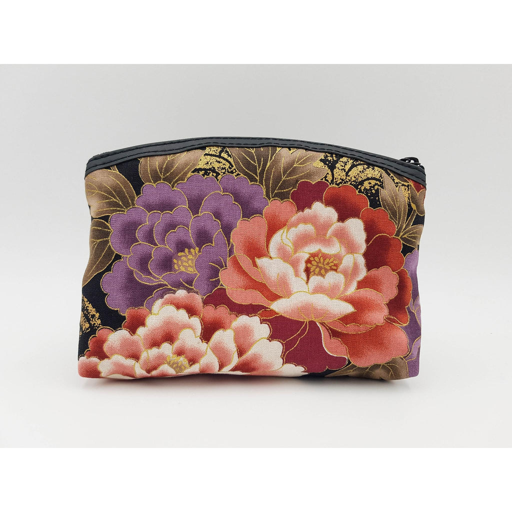 Japanese pouch 100% cotton imitation leather and floral pattern