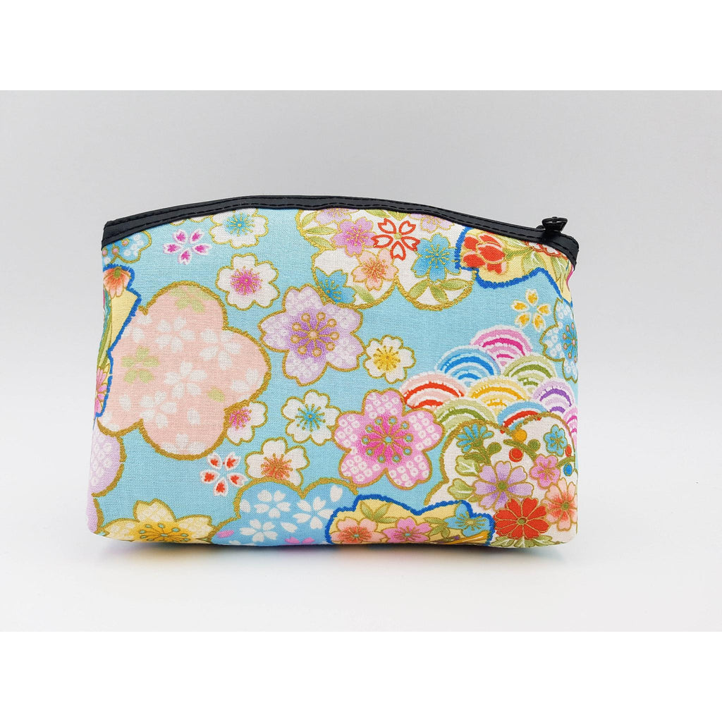 Japanese pouch 100% cotton imitation leather and floral pattern