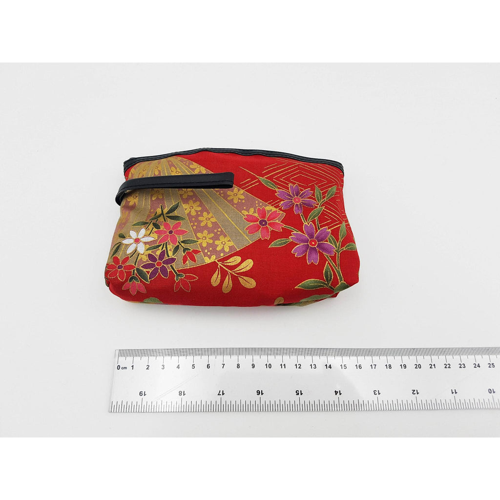 Japanese pouch 100% cotton imitation leather and floral pattern